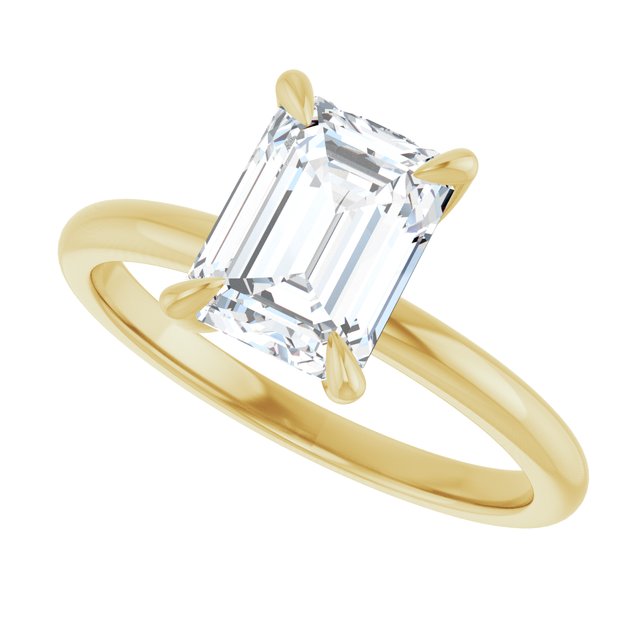 Anillo de Compromiso con Diamante de Laboratorio en Forma Esmeralda de 1.01 Quilates en Oro Amarillo de 14K Certificado IGI