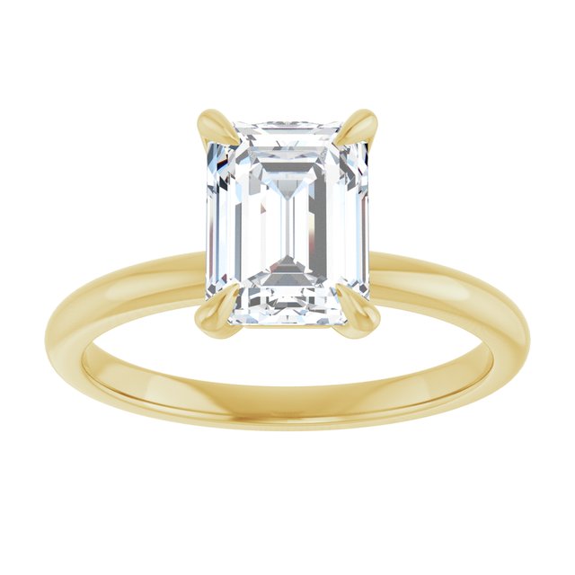 Anillo de Compromiso con Diamante de Laboratorio en Forma Esmeralda de 1.01 Quilates en Oro Amarillo de 14K Certificado IGI