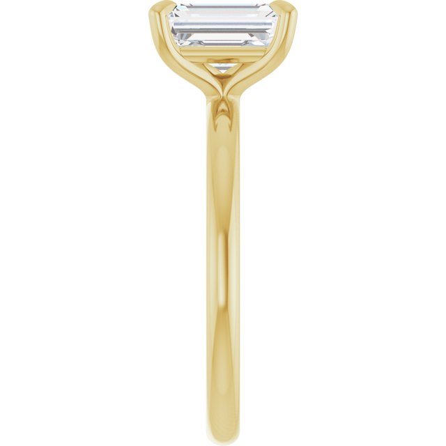 Anillo de Compromiso con Diamante de Laboratorio en Forma Esmeralda de 1.01 Quilates en Oro Amarillo de 14K Certificado IGI