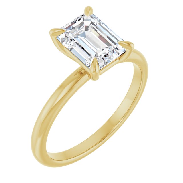 Anillo de Compromiso con Diamante de Laboratorio en Forma Esmeralda de 1.01 Quilates en Oro Amarillo de 14K Certificado IGI