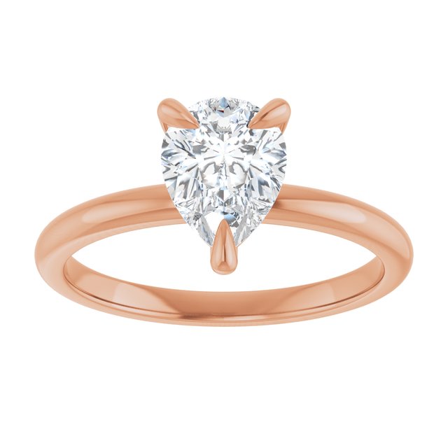Anillo de Compromiso con Diamante de Laboratorio en Forma de Pera de 1 Quilate en Oro Rosa de 14K Certificado IGI