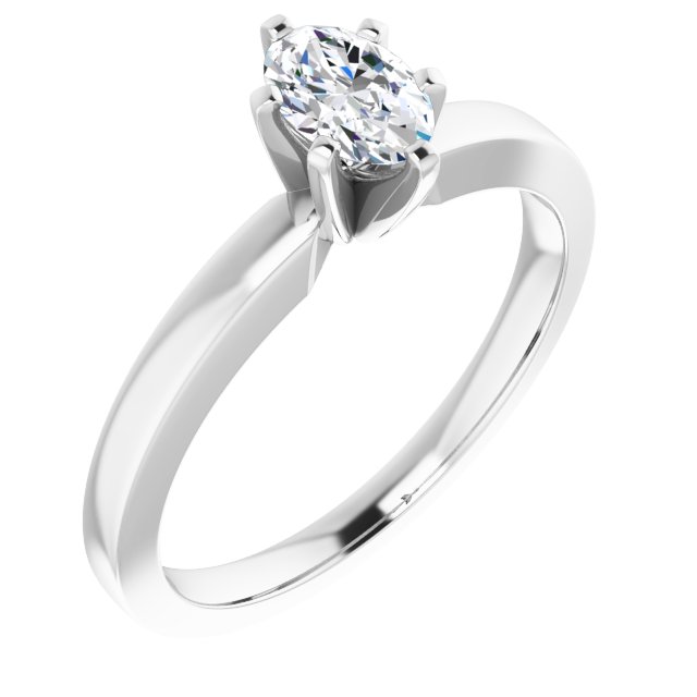 Anillo de Compromiso Ovalado 0.51 CT. Oro Blanco 14K