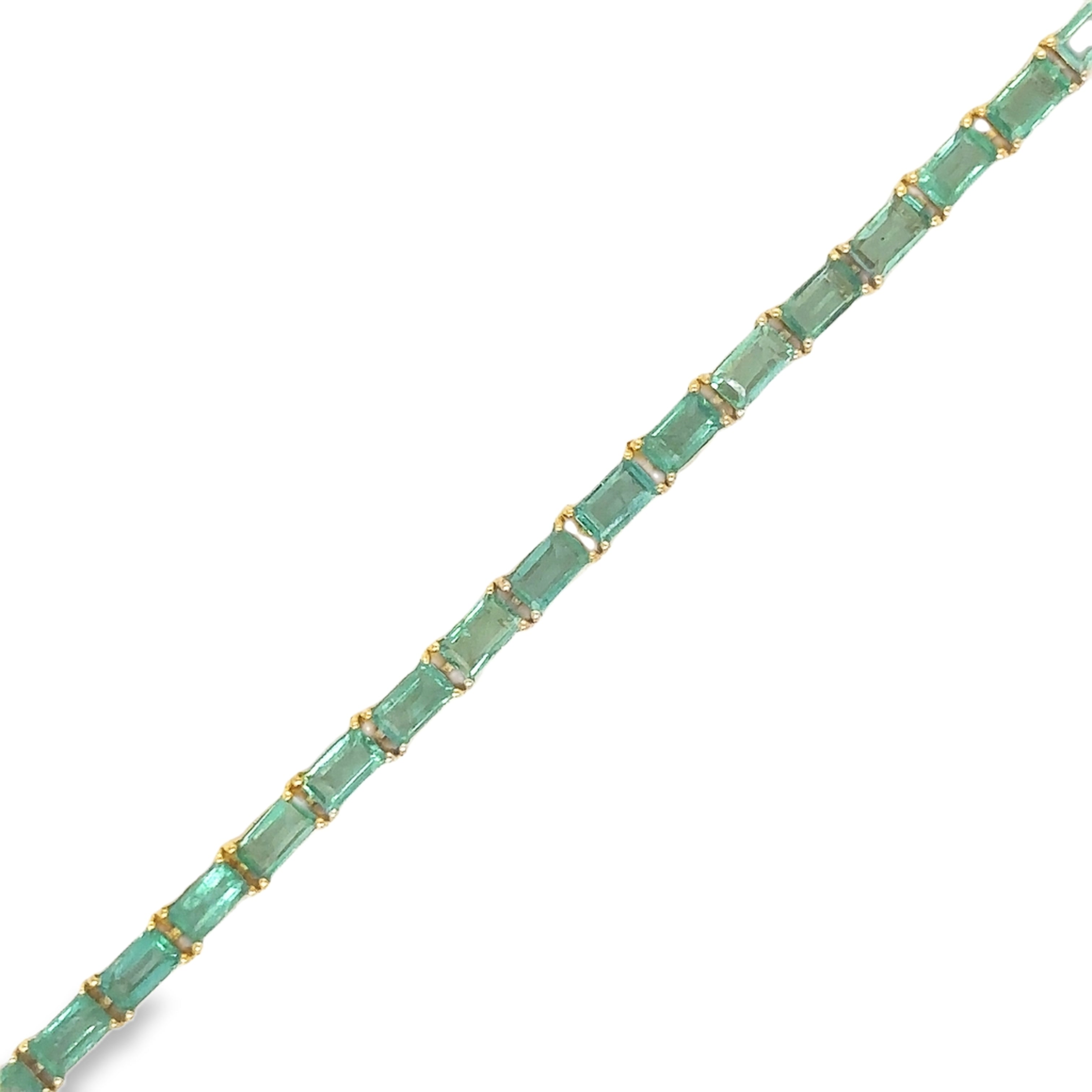 Pulsera De Oro Amarillo De 14 Quilates Con Esmeralda Baguette 3.69 Ct.