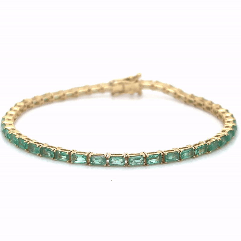 Pulsera De Oro Amarillo De 14 Quilates Con Esmeralda Baguette 3.69 Ct.