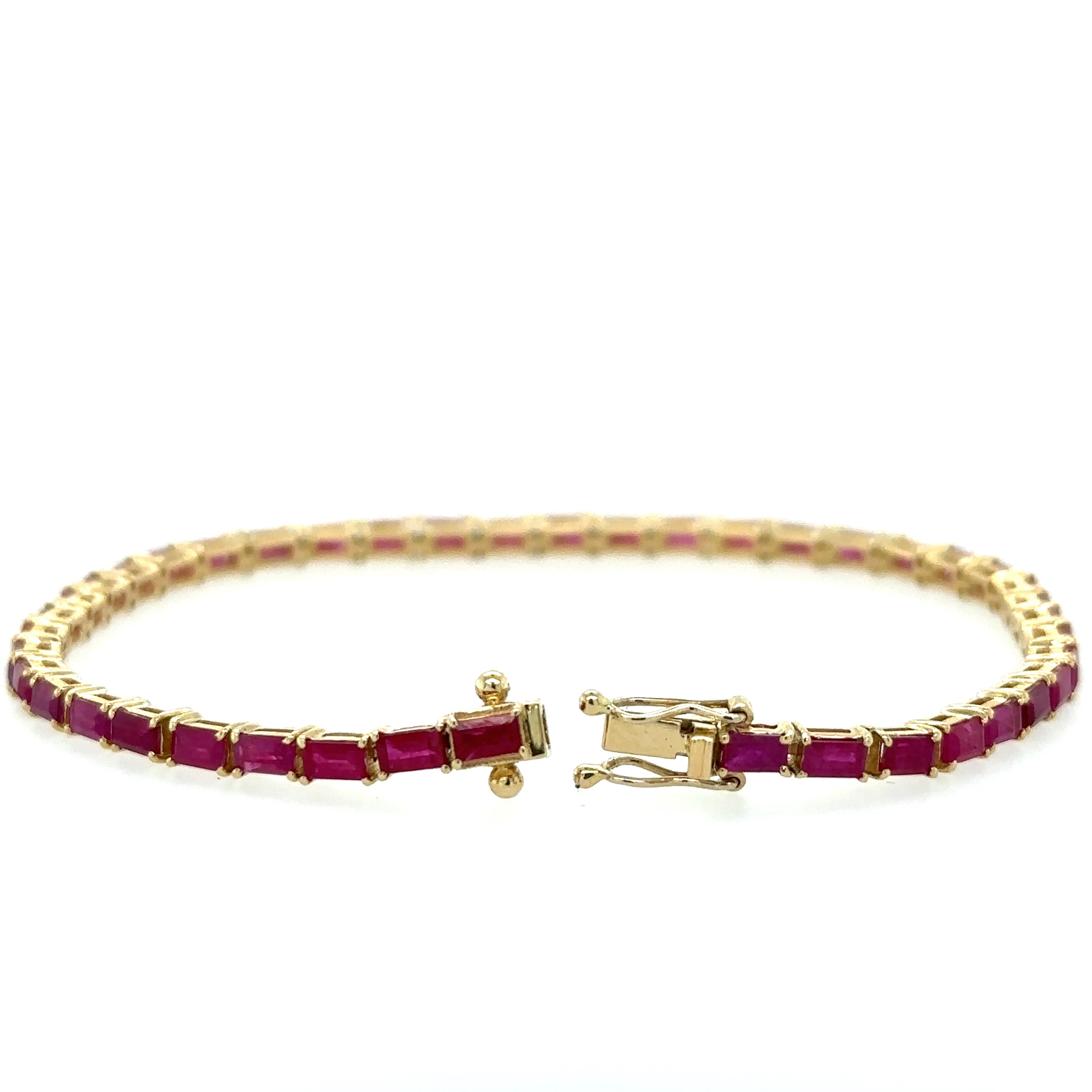 Pulsera De Oro Amarillo De 14 Quilates Con Rubí Baguette 6.6 Ct.