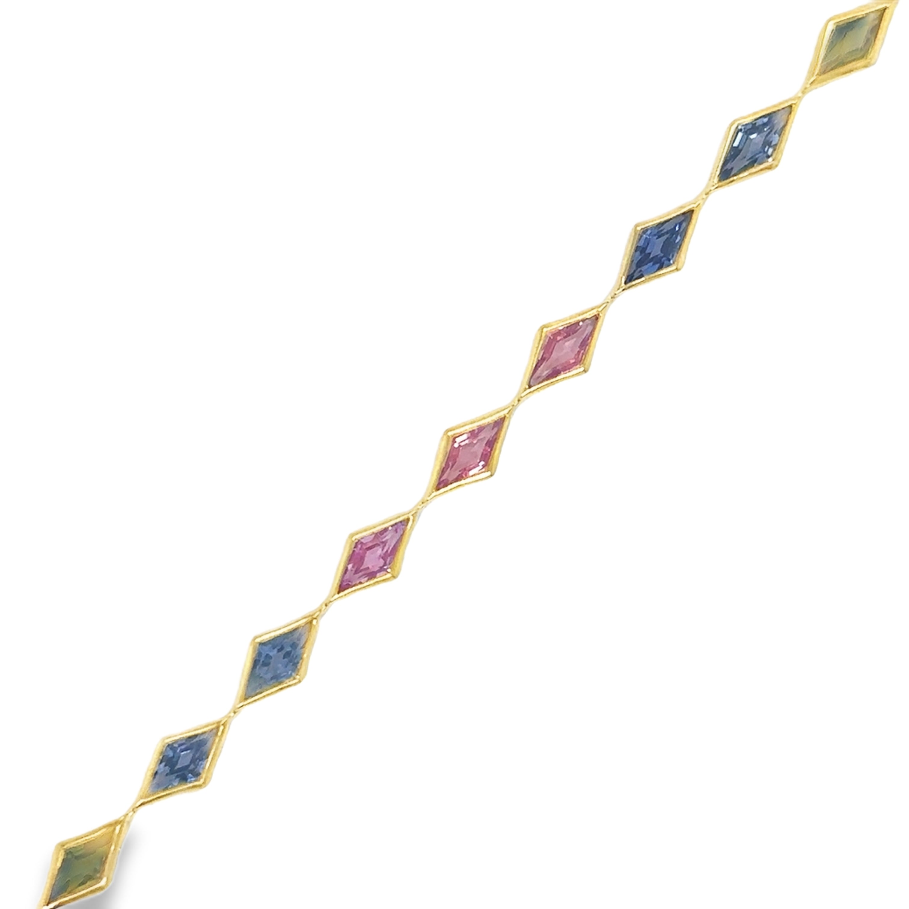 Pulsera De Zafiro Multicolor Oro Amarillo De 18Kt 4.95 Ct.