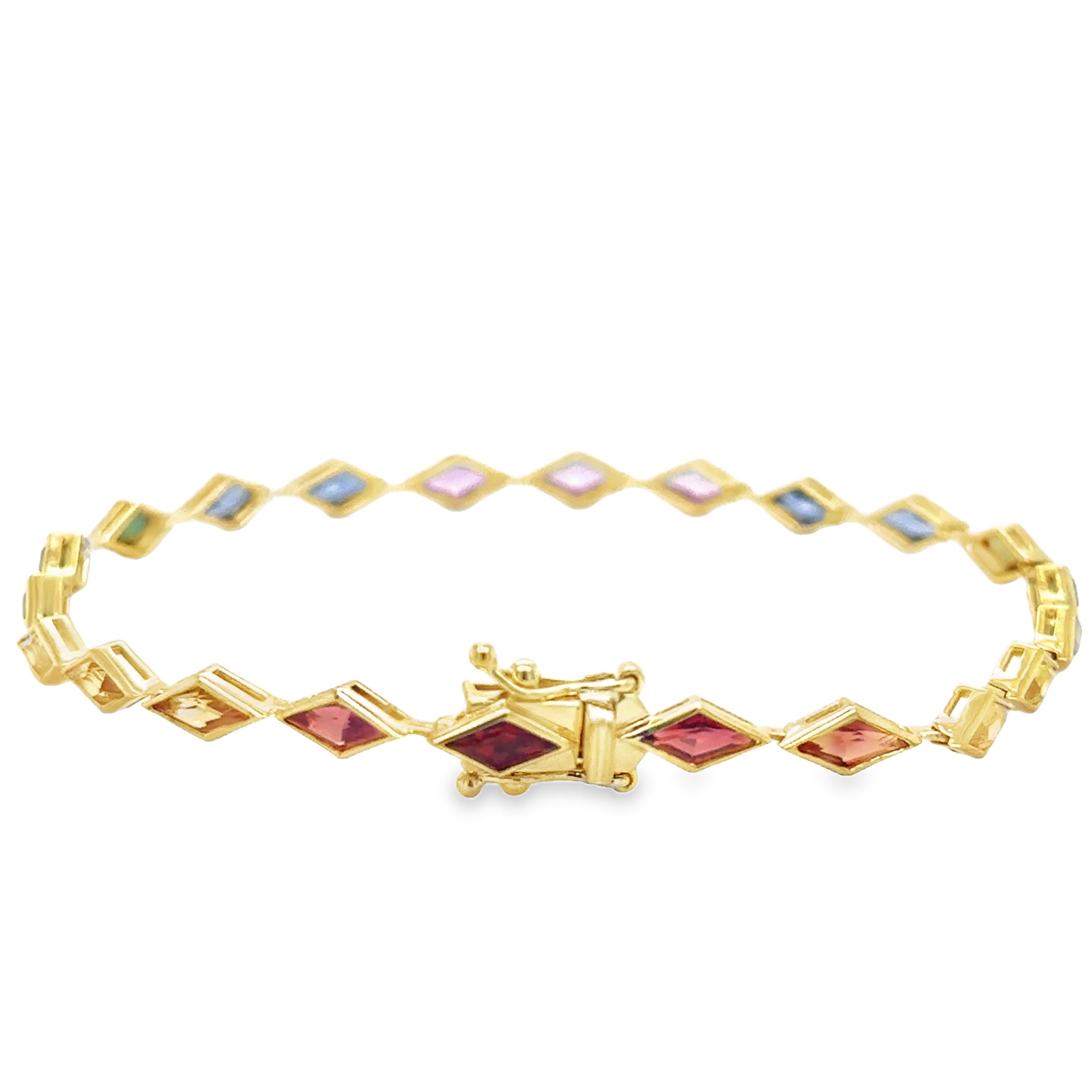 Pulsera De Zafiro Multicolor Oro Amarillo De 18Kt 4.95 Ct.