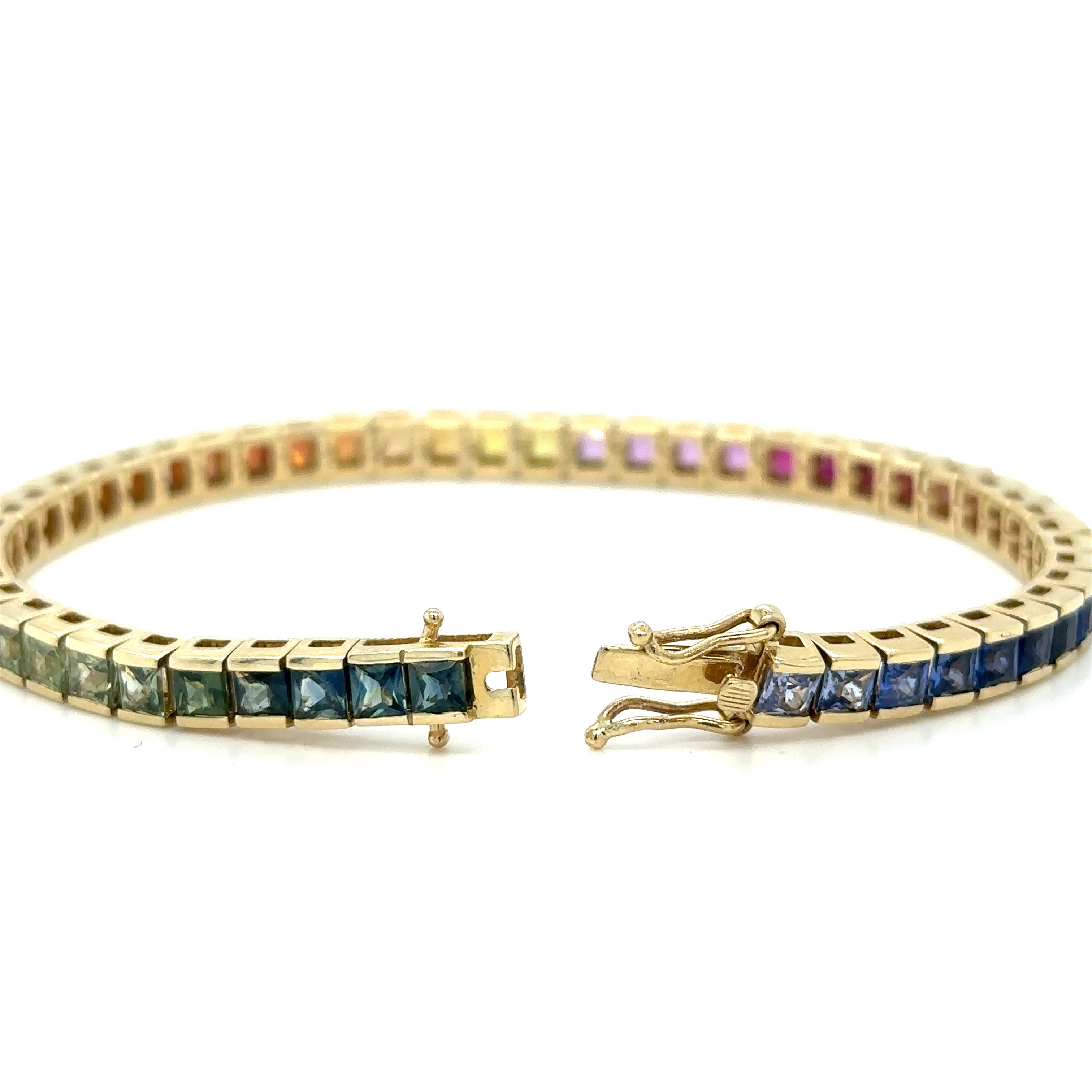 Pulsera De Zafiro Multicolor Oro Amarillo De 14Kt 9.23 Ct.