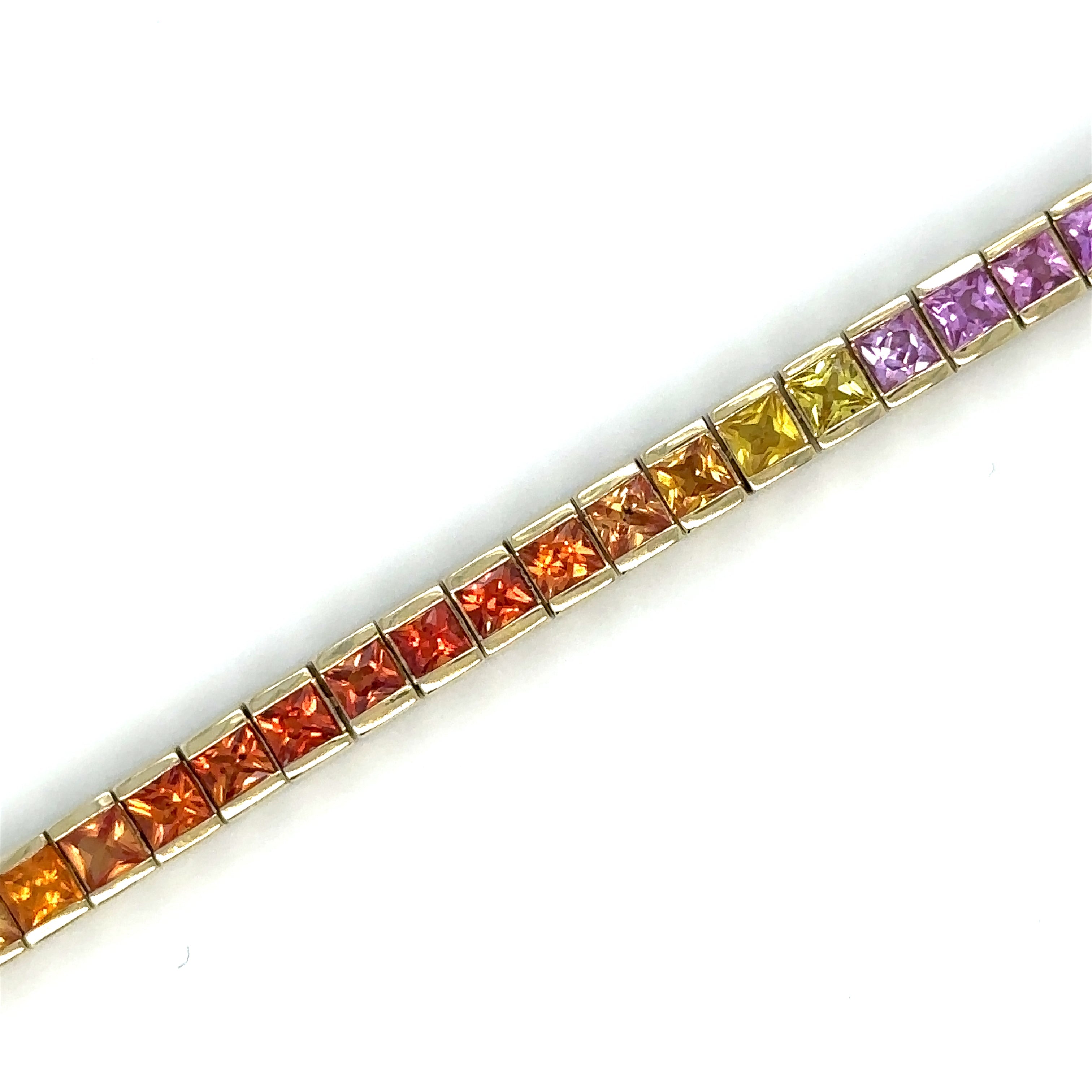 Pulsera De Zafiro Multicolor Oro Amarillo De 14Kt 9.23 Ct.