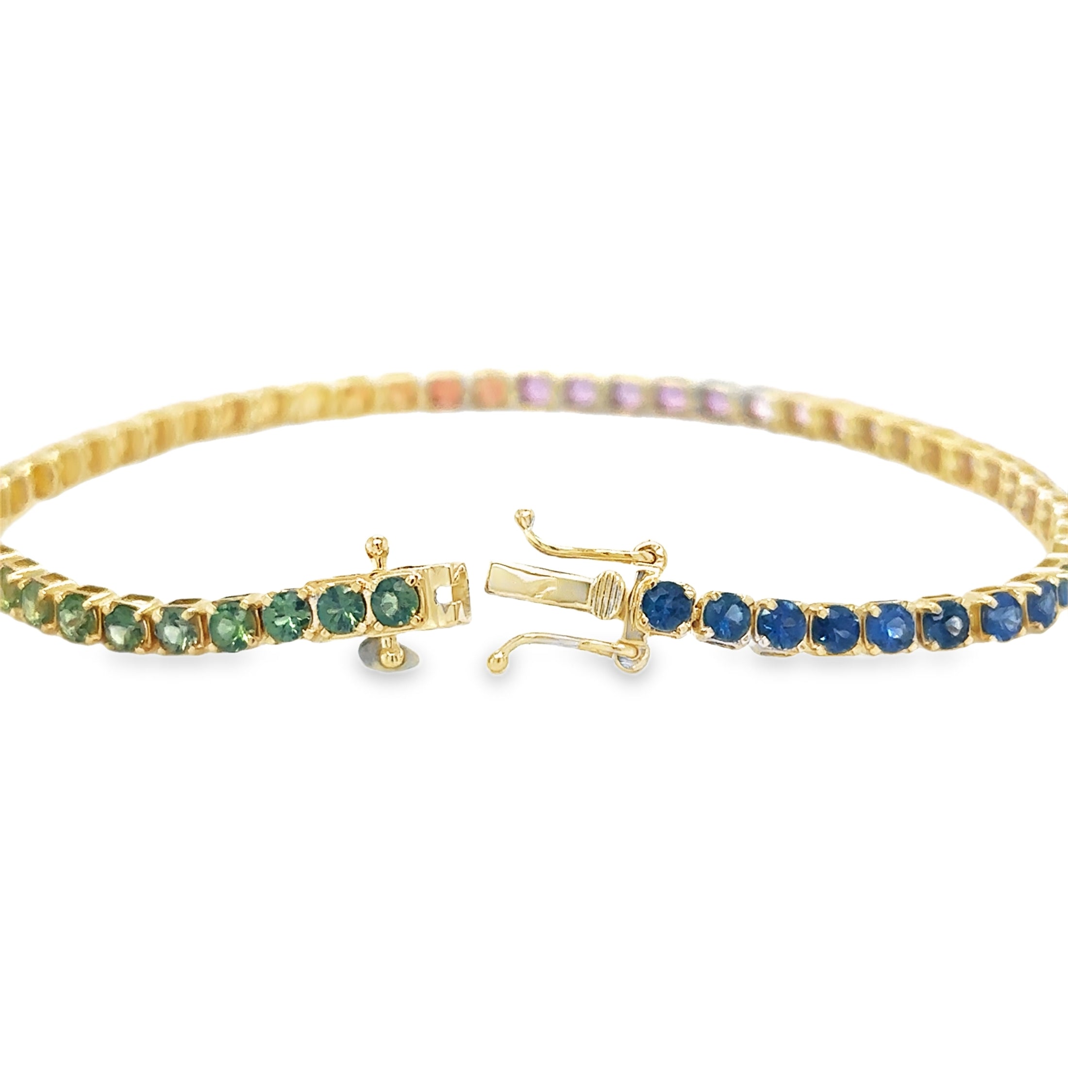 Pulsera Con Multi Zafiro De Oro Amarillo De 14 K De 5.44 TCW.