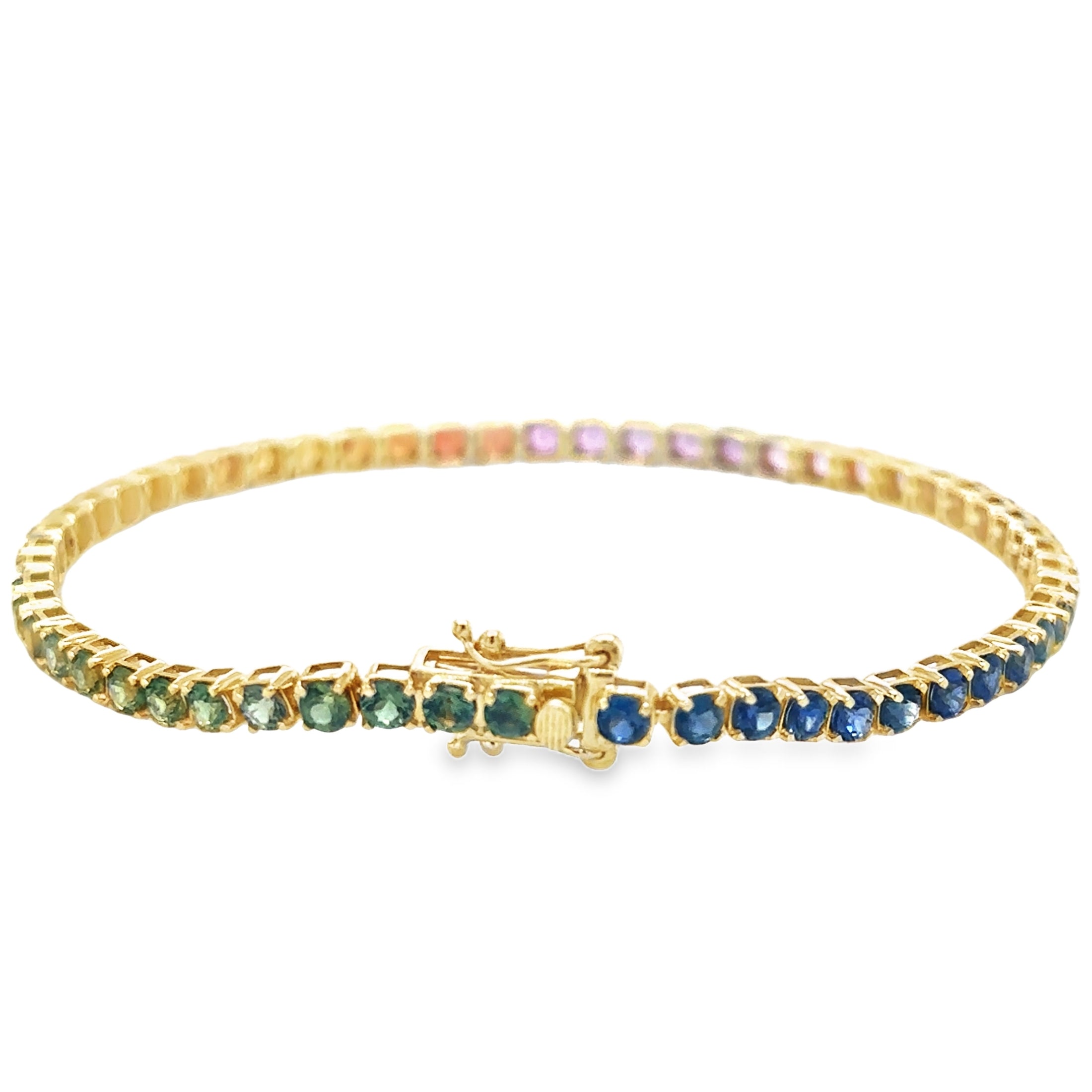 Pulsera Con Multi Zafiro De Oro Amarillo De 14 K De 5.44 TCW.