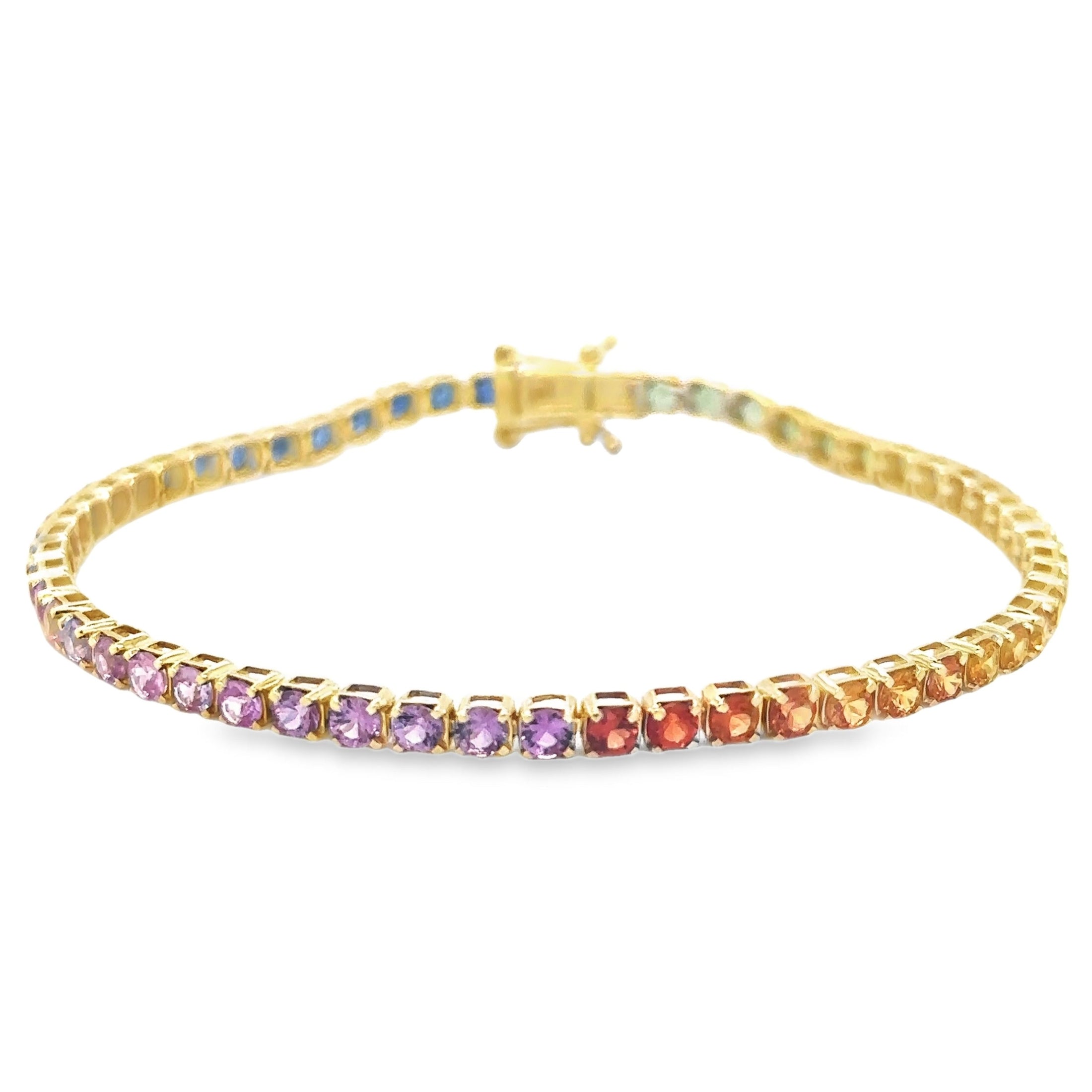 Pulsera Con Multi Zafiro De Oro Amarillo De 14 K De 5.44 TCW.