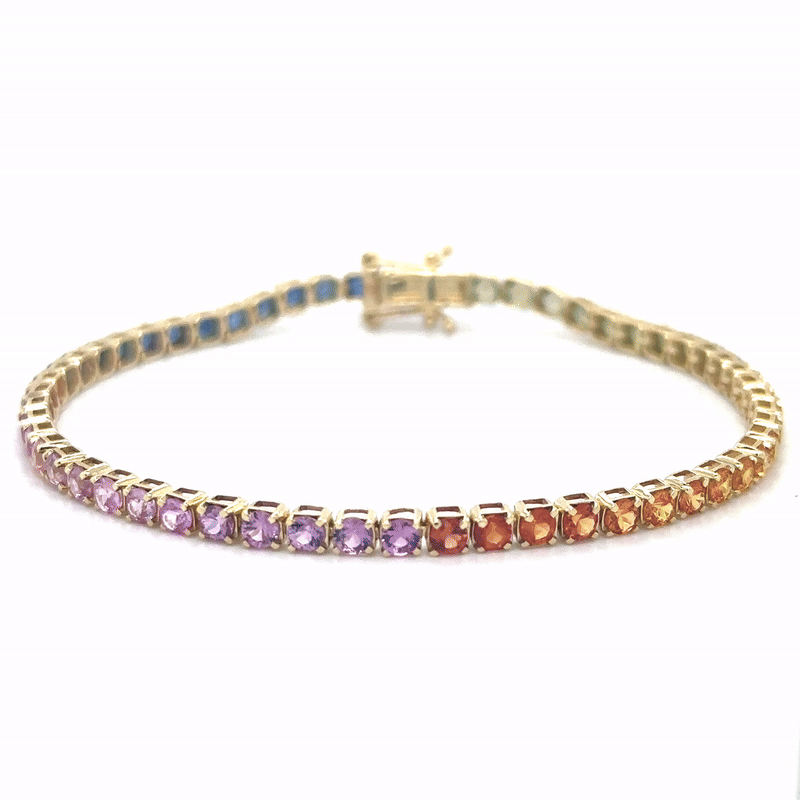 Pulsera Con Multi Zafiro De Oro Amarillo De 14 K De 5.44 TCW.