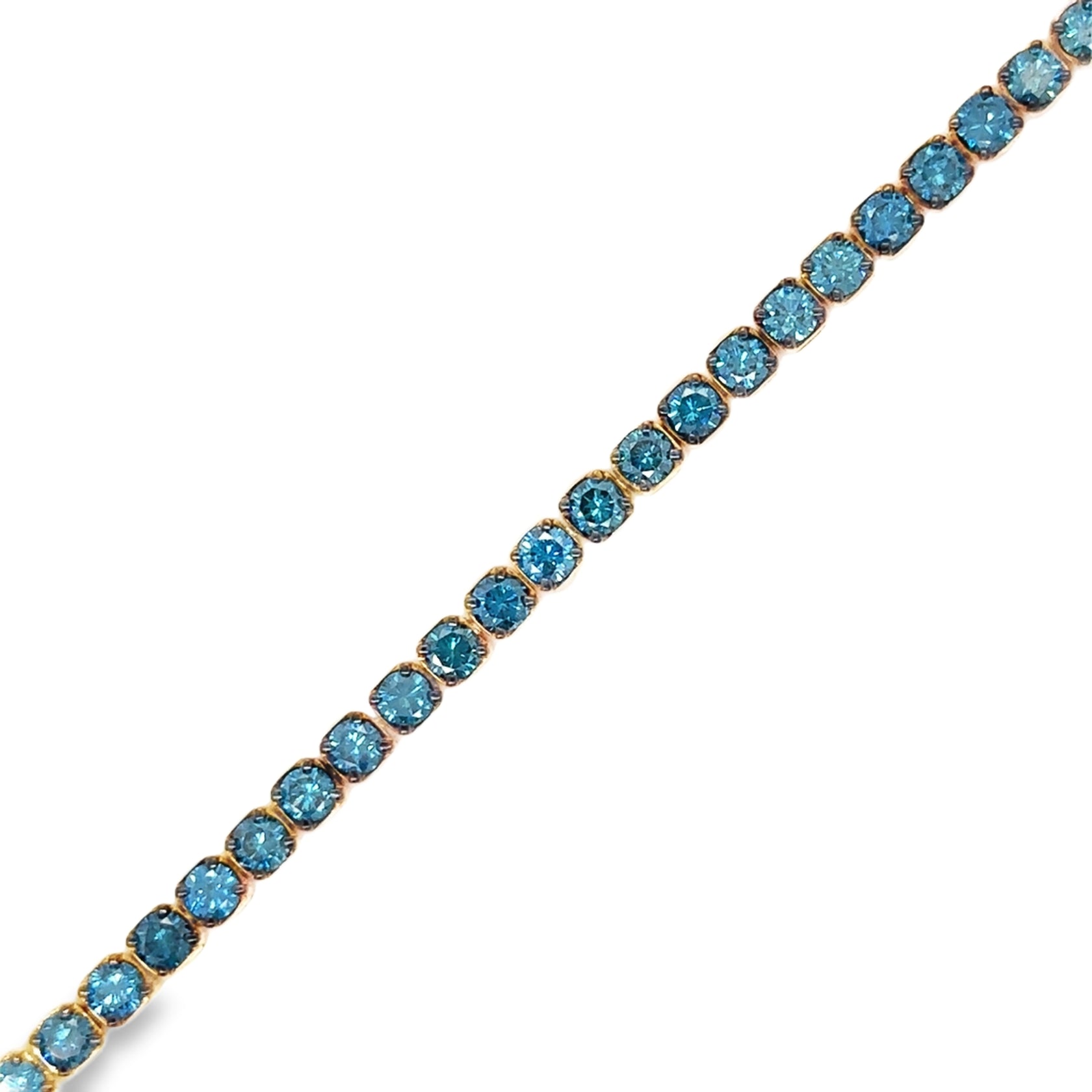 Pulsera de diamante azul 5 ct en oro amarillo de 14K