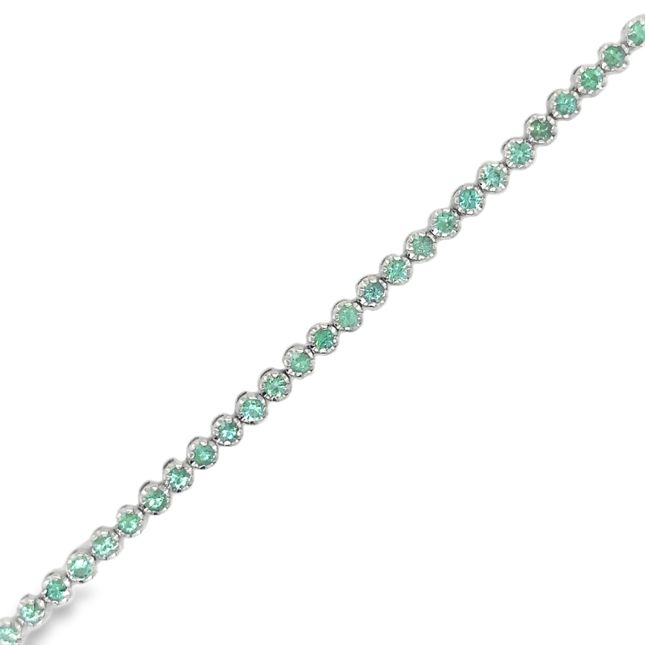 Pulsera De Tenis Con Esmeralda En Oro Blanco De 14 K, 1.14CT