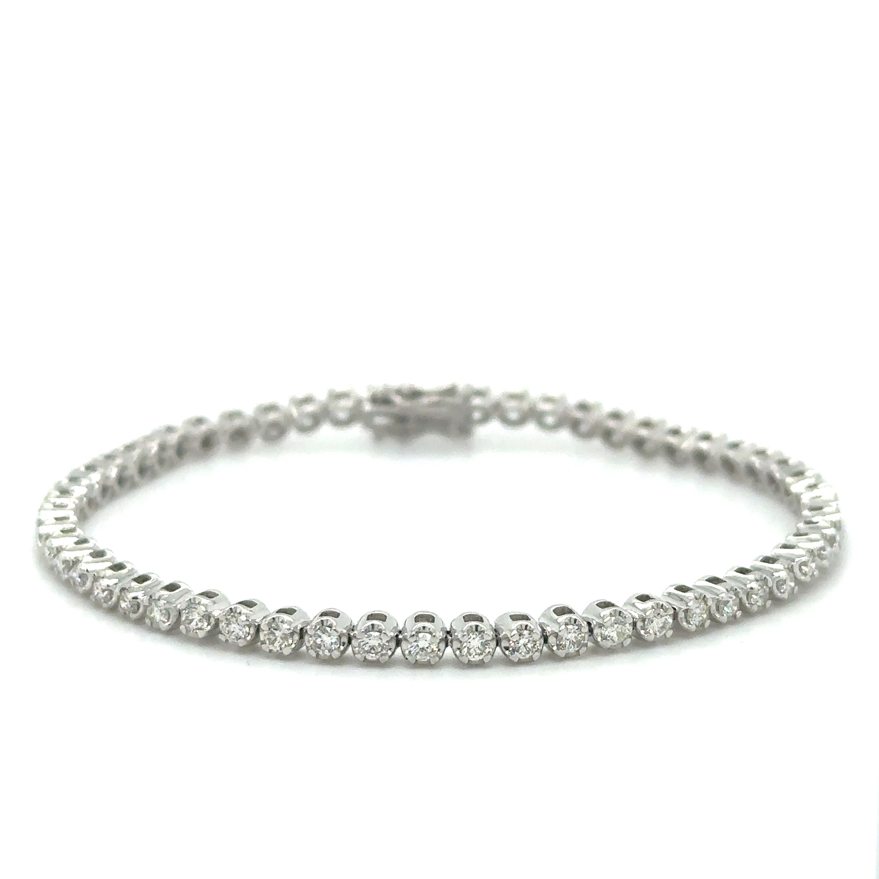 Pulsera De Tenis De Diamantes De Oro Blanco De 14K 2 Ct.