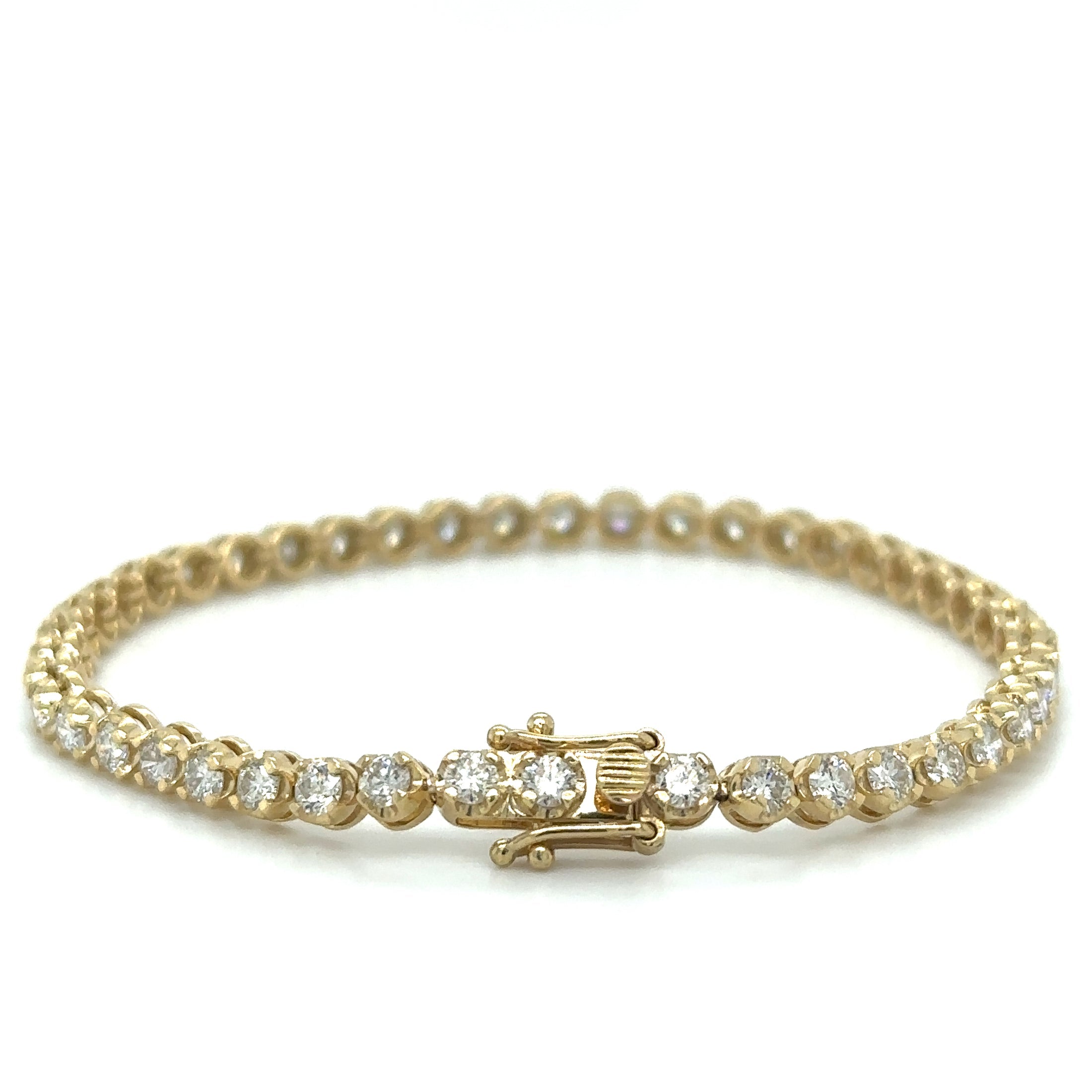 Pulsera Tennis de Diamante 3 CT. Oro Amarillo de 14K