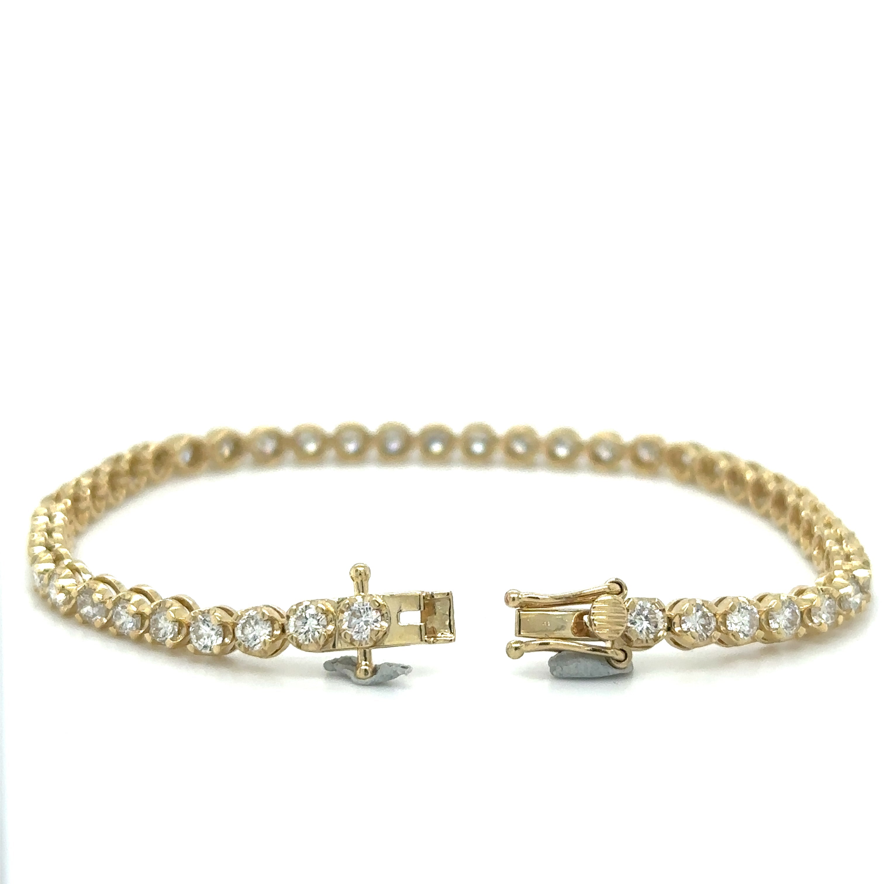 Pulsera De Tenis De Diamantes De Oro Amarillo De 14 Kt 3 Ct.