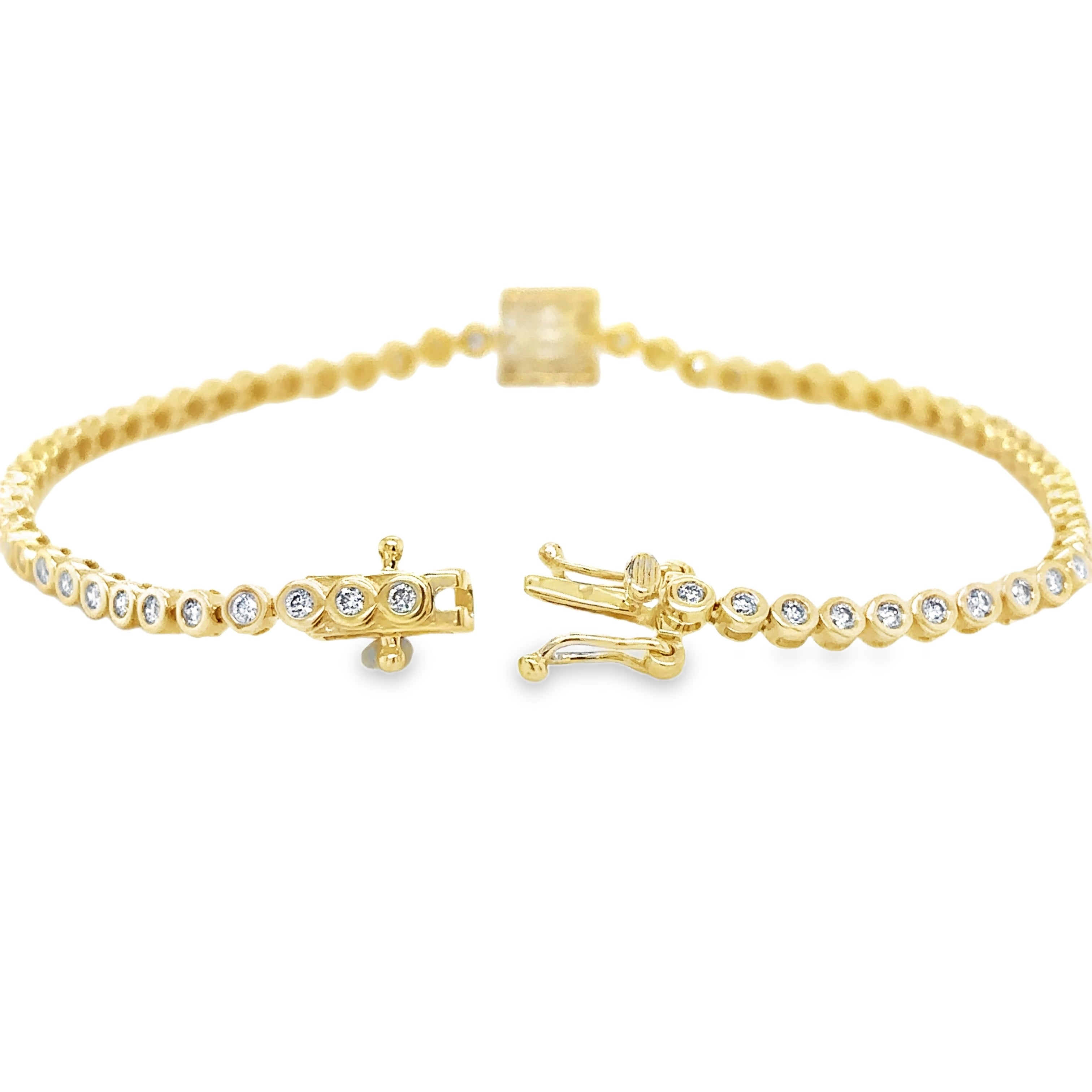 Pulsera De Tenis Con Bisel De Diamantes De Oro Amarillo De 14 Kt 1.06 Ct.