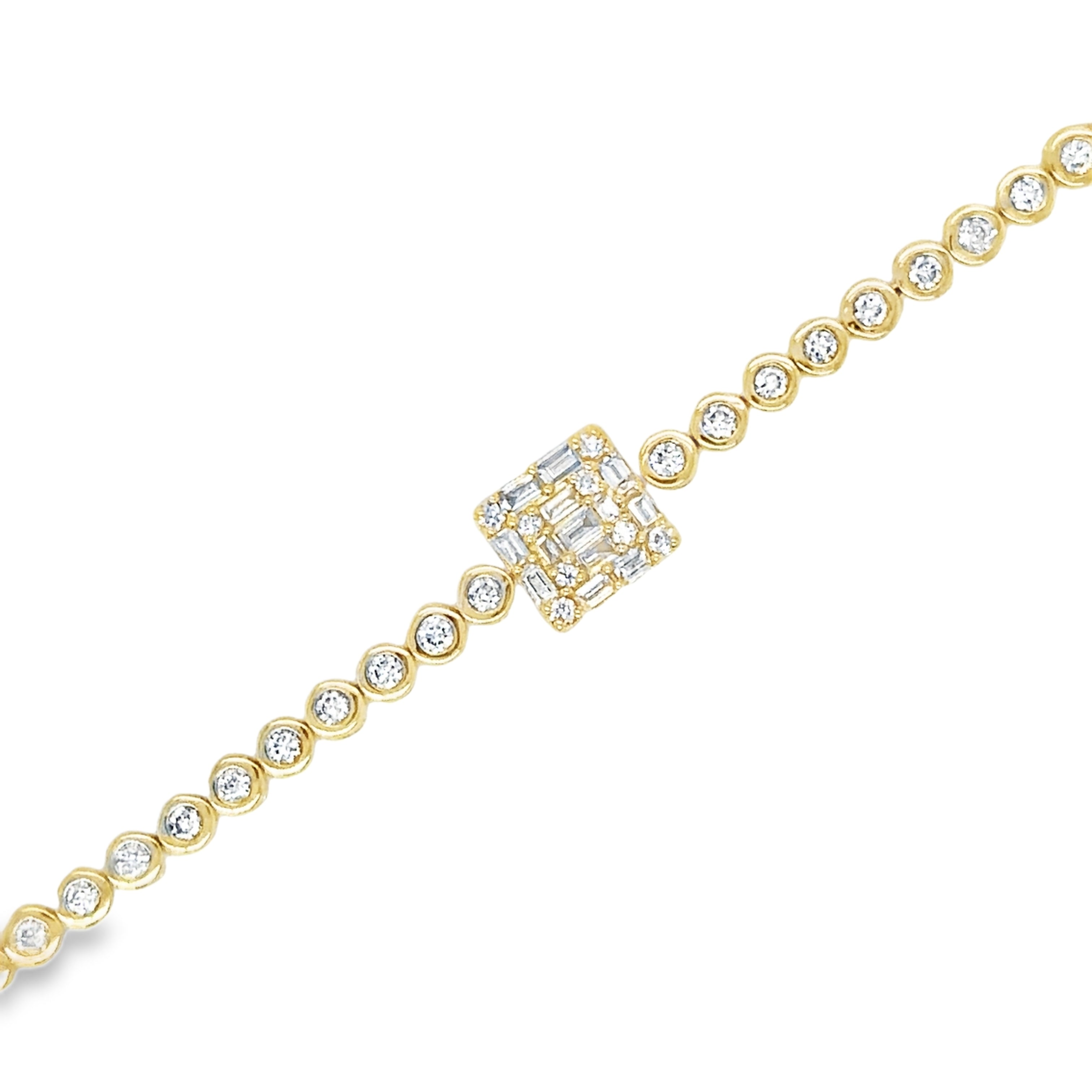 Pulsera De Tenis Con Bisel De Diamantes De Oro Amarillo De 14 Kt 1.06 Ct.