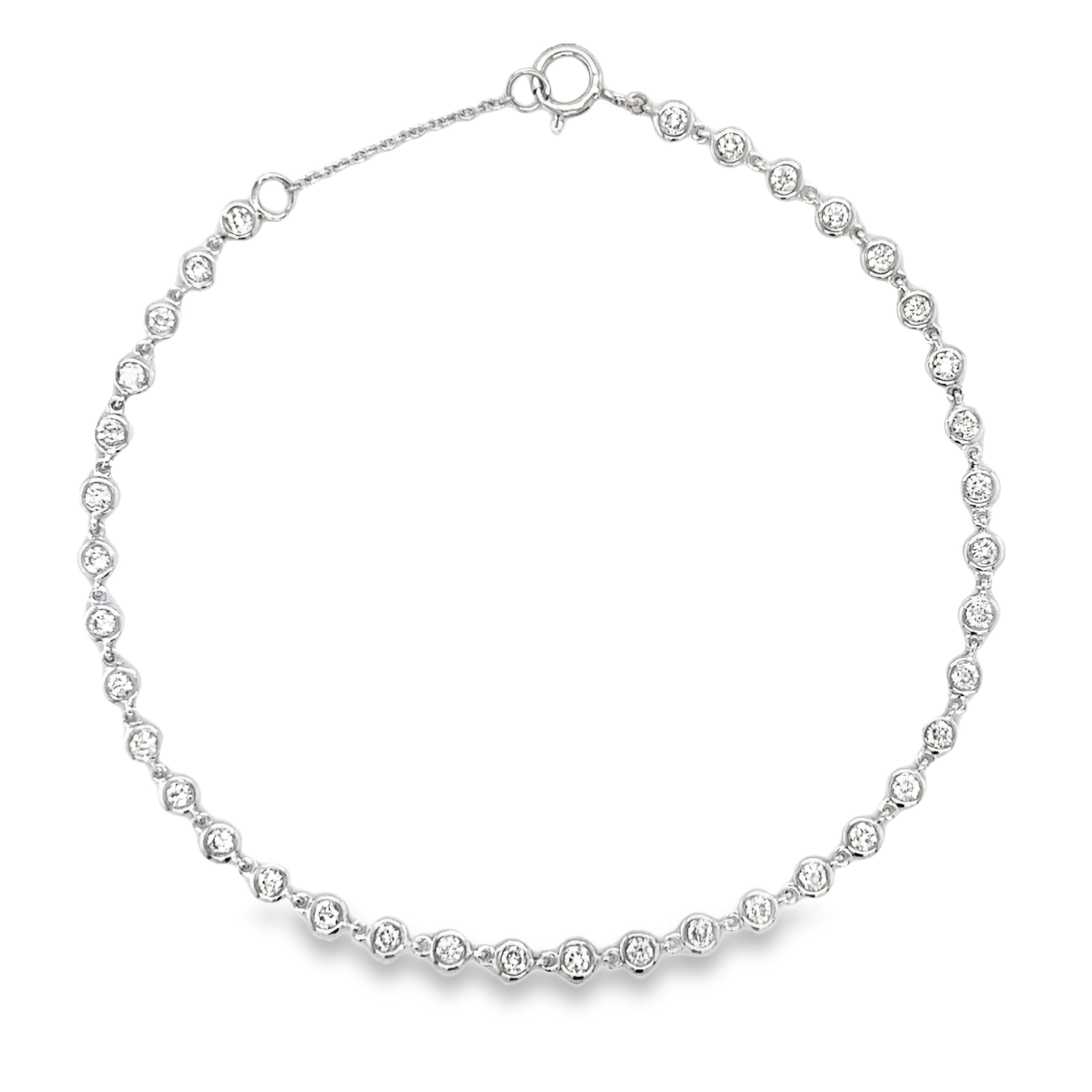 Pulsera De Diamantes Biselados En Oro Blanco De 14K 0.78 Ct.