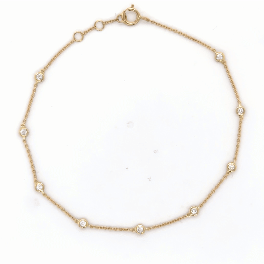 Brazalete De Diamantes Biselados De Oro Amarillo De 14 K
