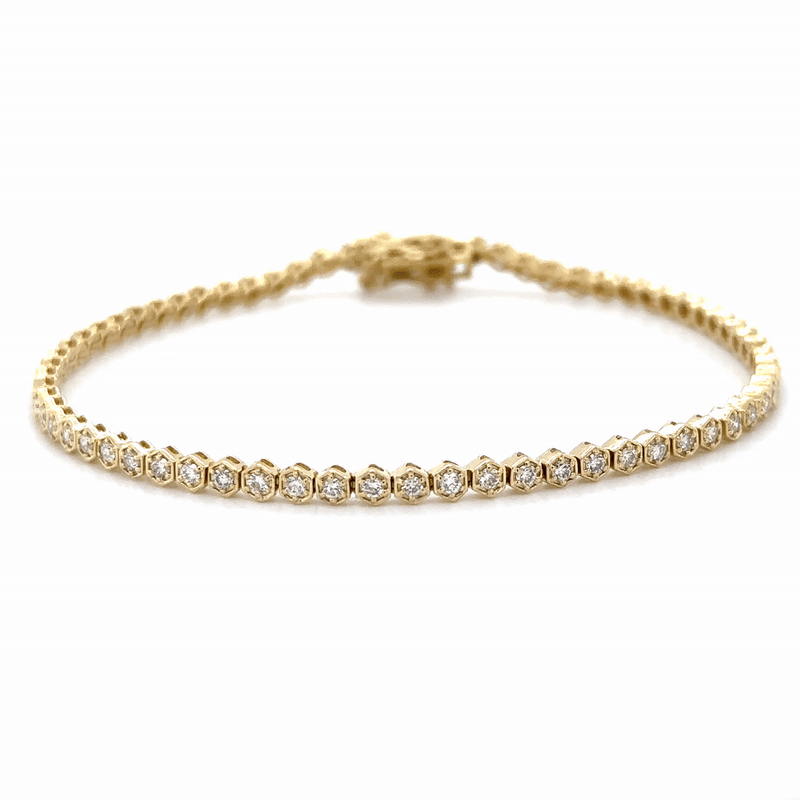 Brazalete De Oro Amarillo Y Diamantes De 14 Kt