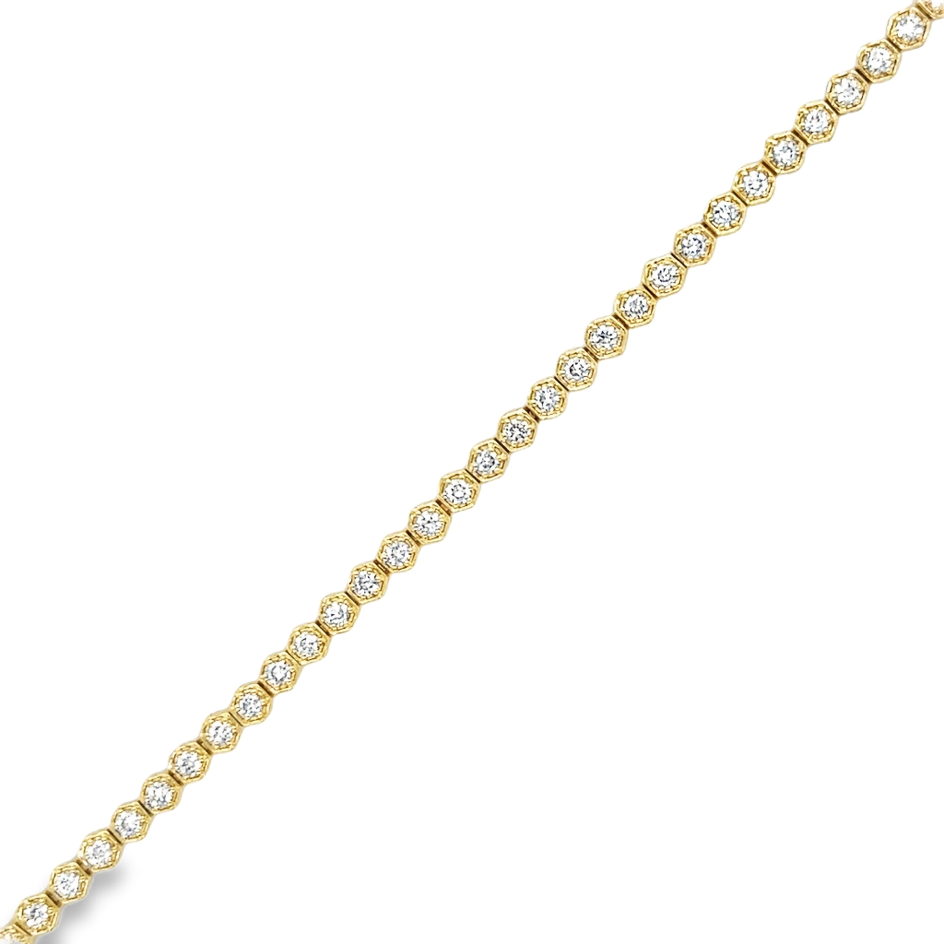 Brazalete De Oro Amarillo Y Diamantes De 14 Kt