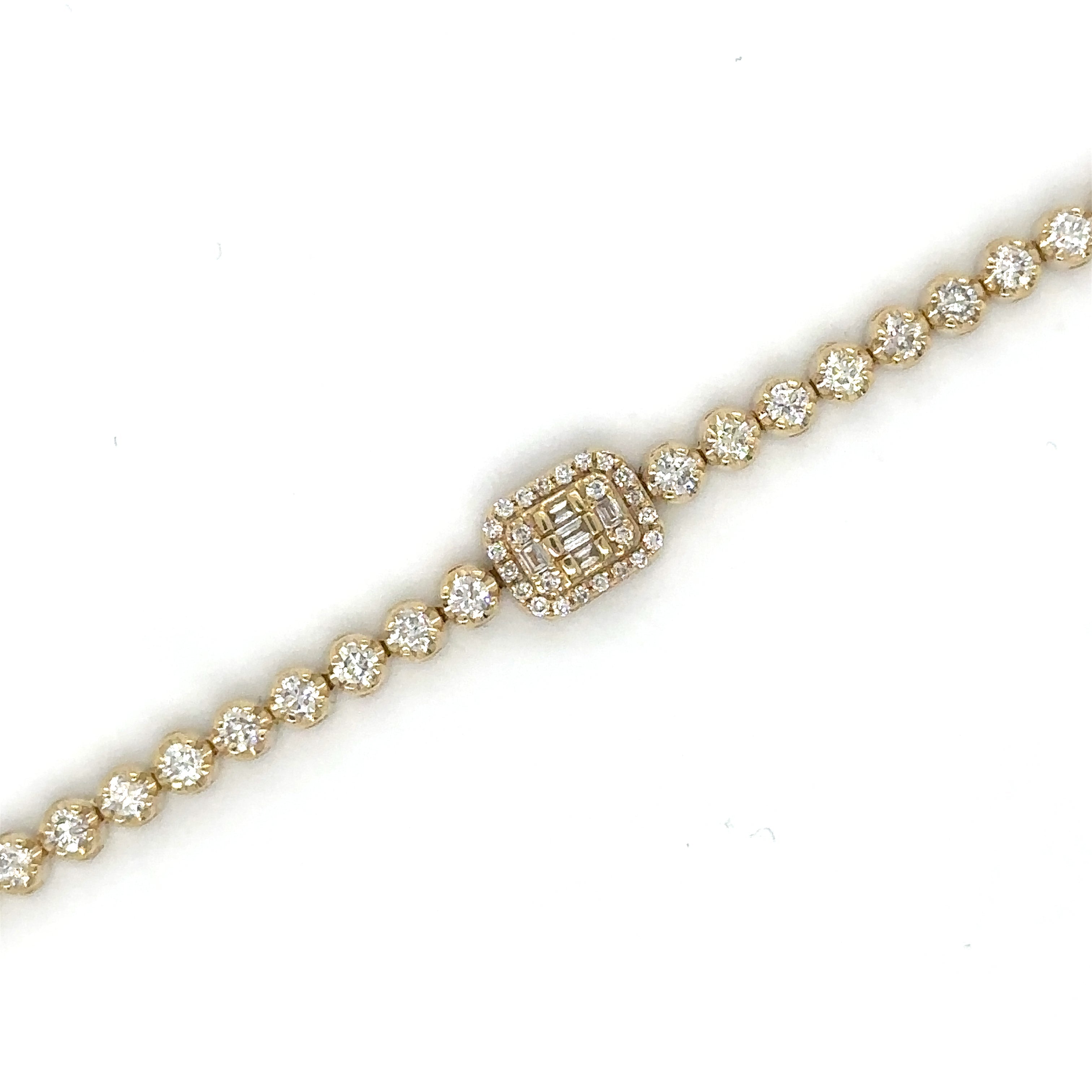 Pulsera De Tenis De Diamantes Con Diamantes Baguette 1.87 Ct.