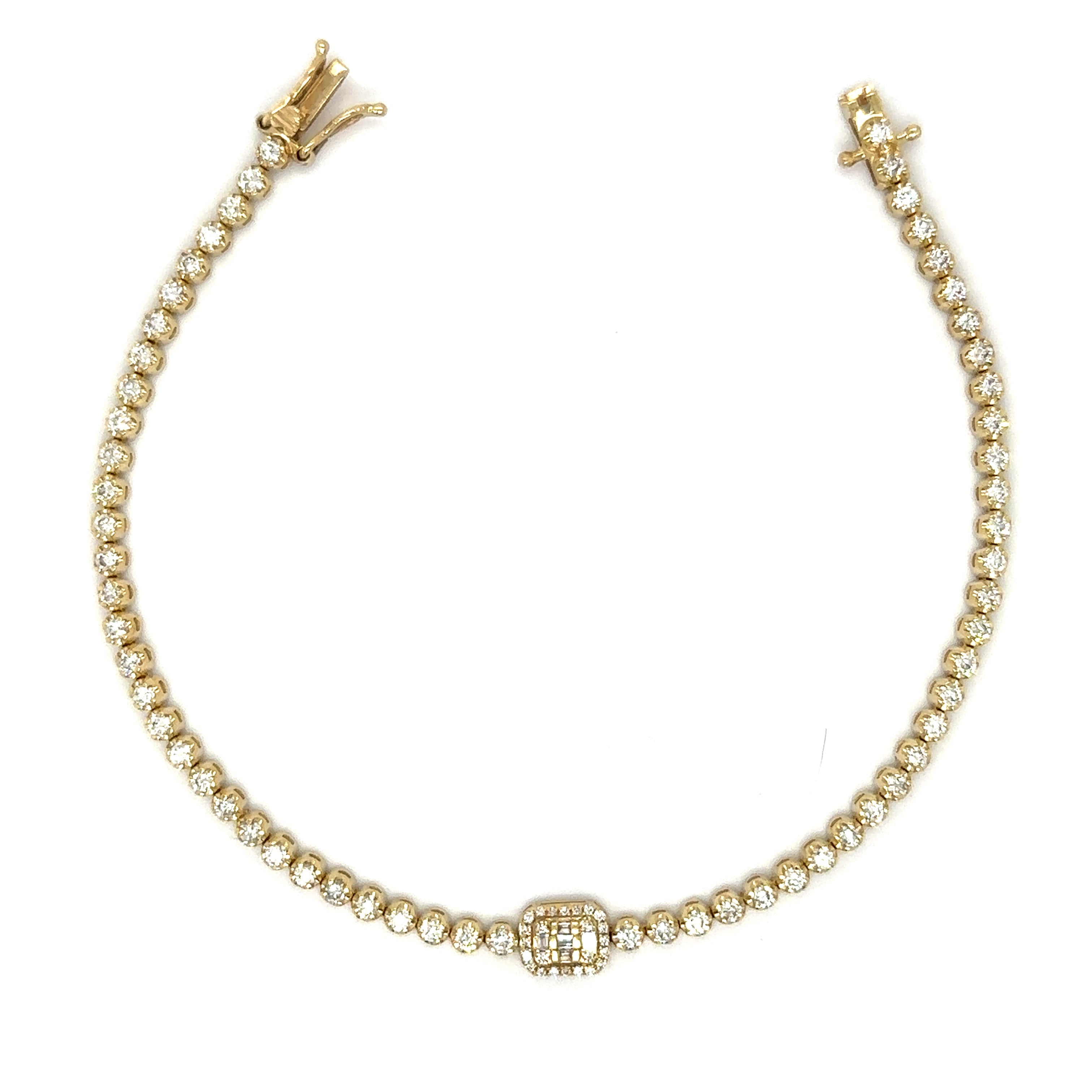 Pulsera De Tenis De Diamantes Con Diamantes Baguette 1.87 Ct.