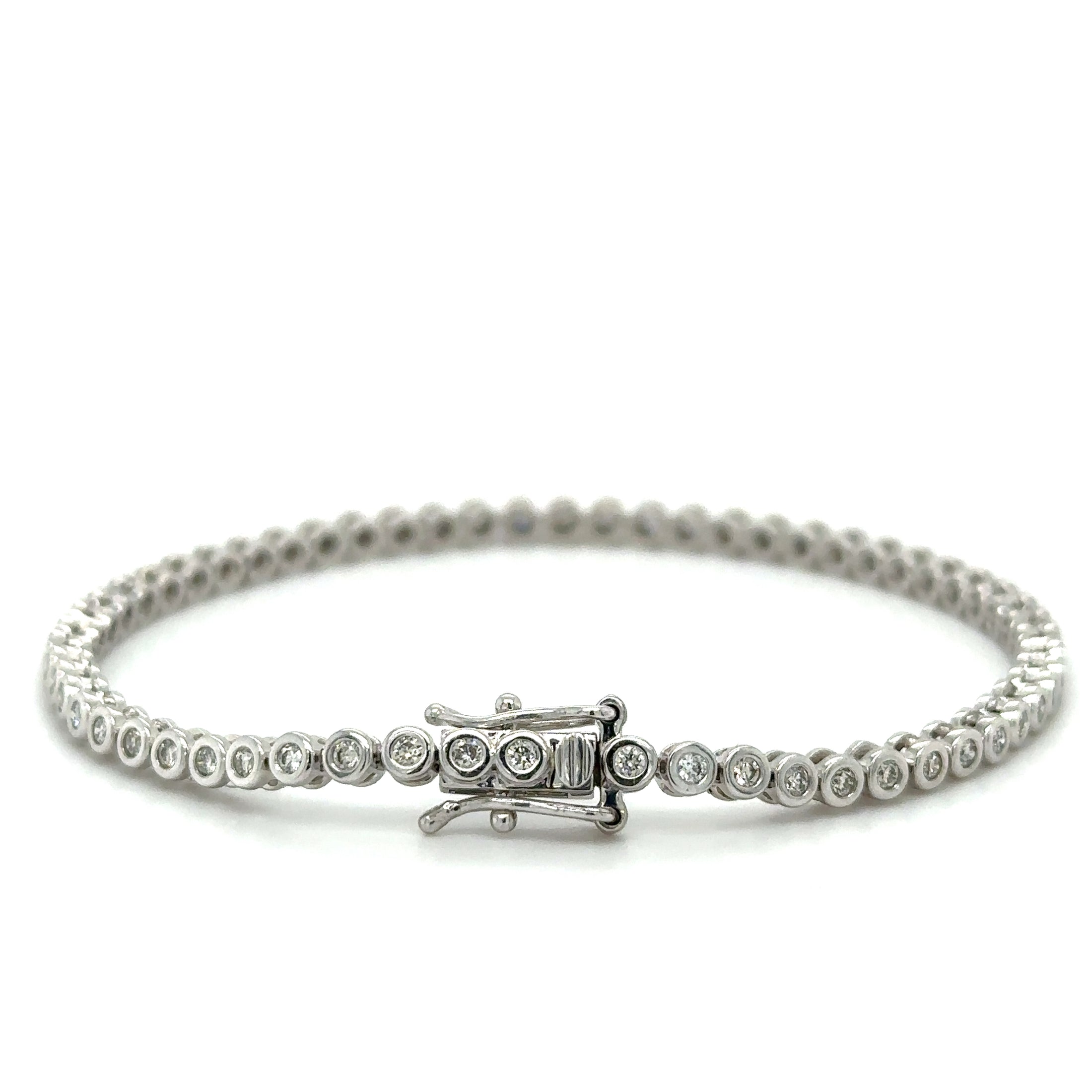 Pulsera Tennis Bisel de Diamante 1 CT. en Oro Blanco de 14K