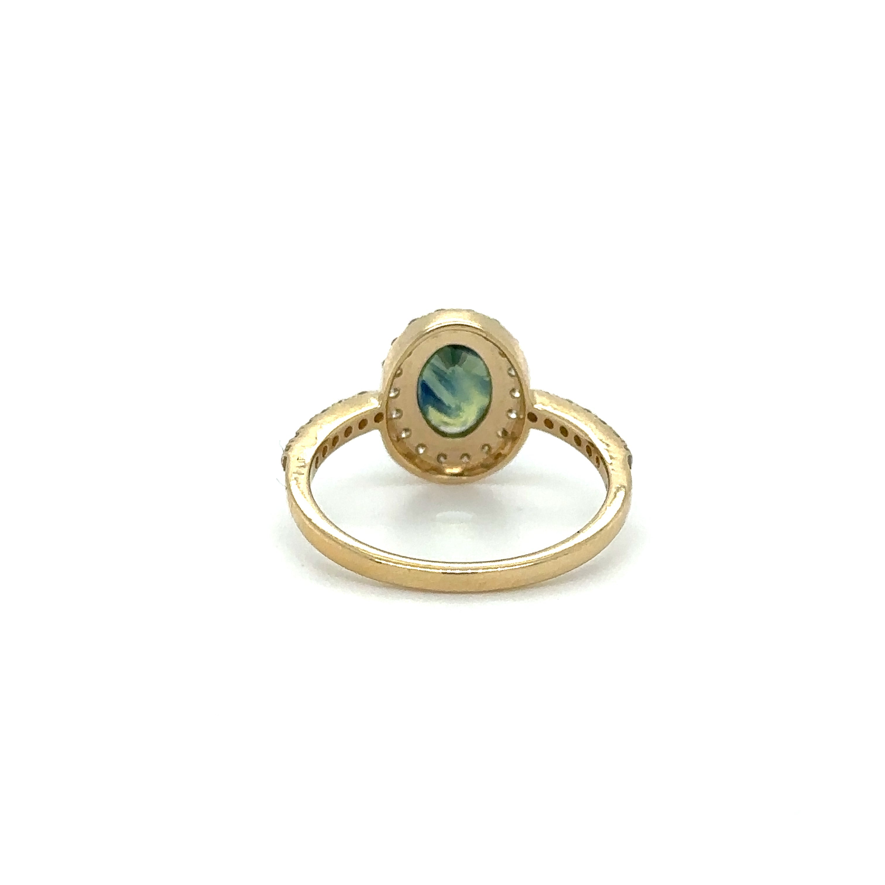 Anillo De Zafiro Inclinado De Oro Amarillo De 14 Quilates Con Diamantes 1.91 Ct.