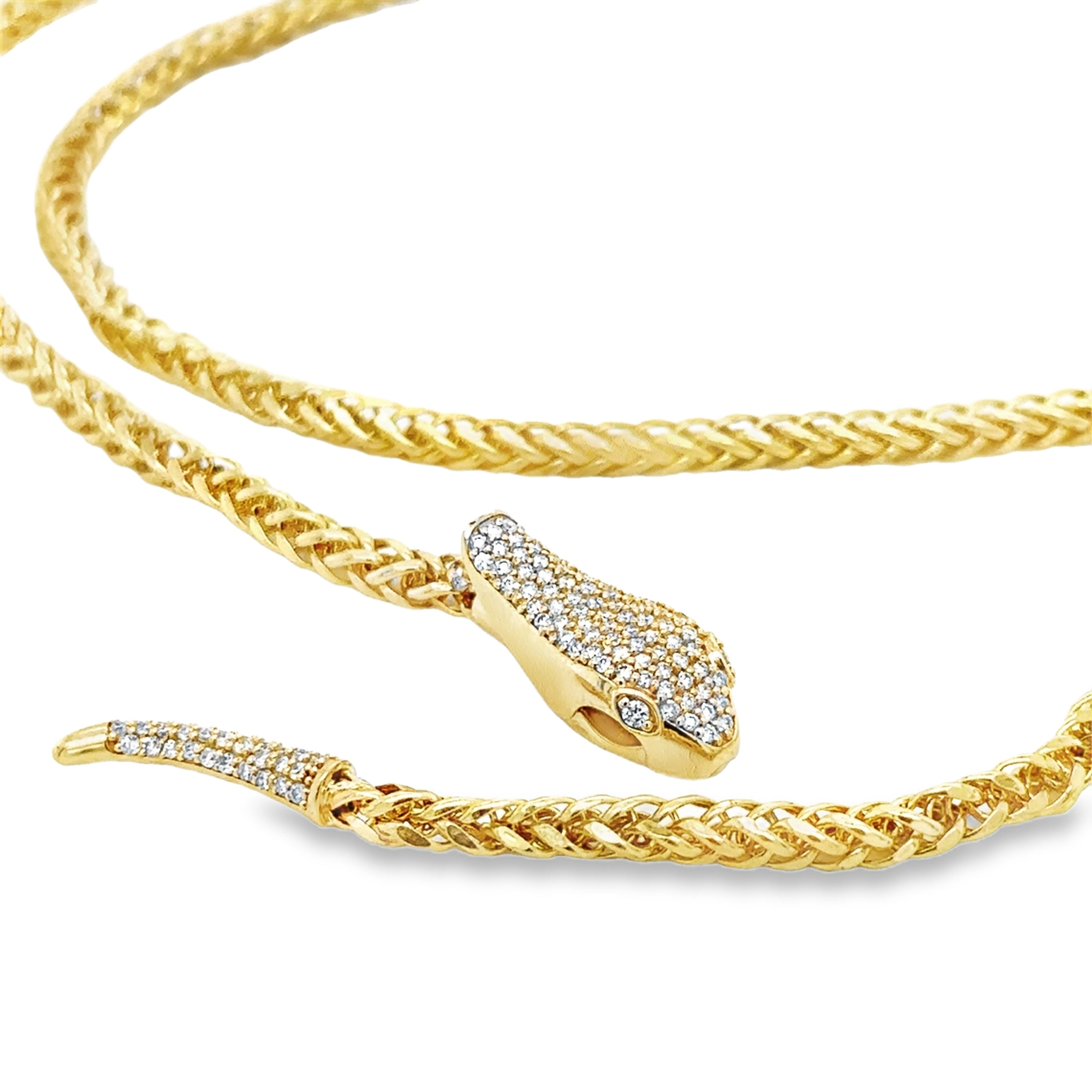 Collar De Serpiente De Diamantes De Oro Amarillo De 14Kt 0.58 Ct.