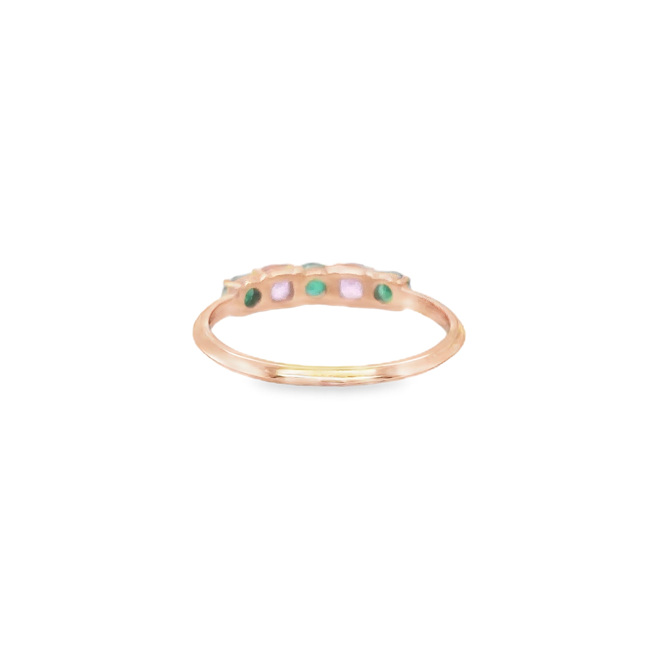 Anillo De Oro Rosa De 18 K Esmeralda Y Zafiro Rosa