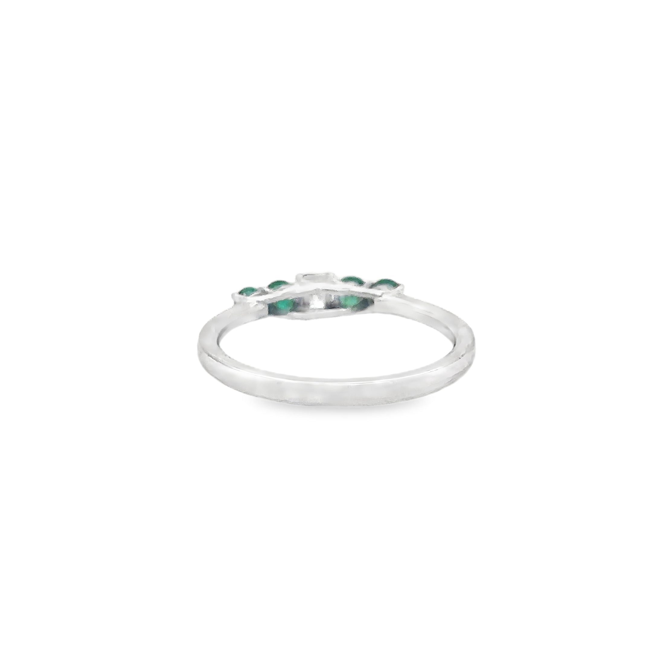 Anillo De Oro Blanco De 18 K Con Esmeraldas Y Diamantes
