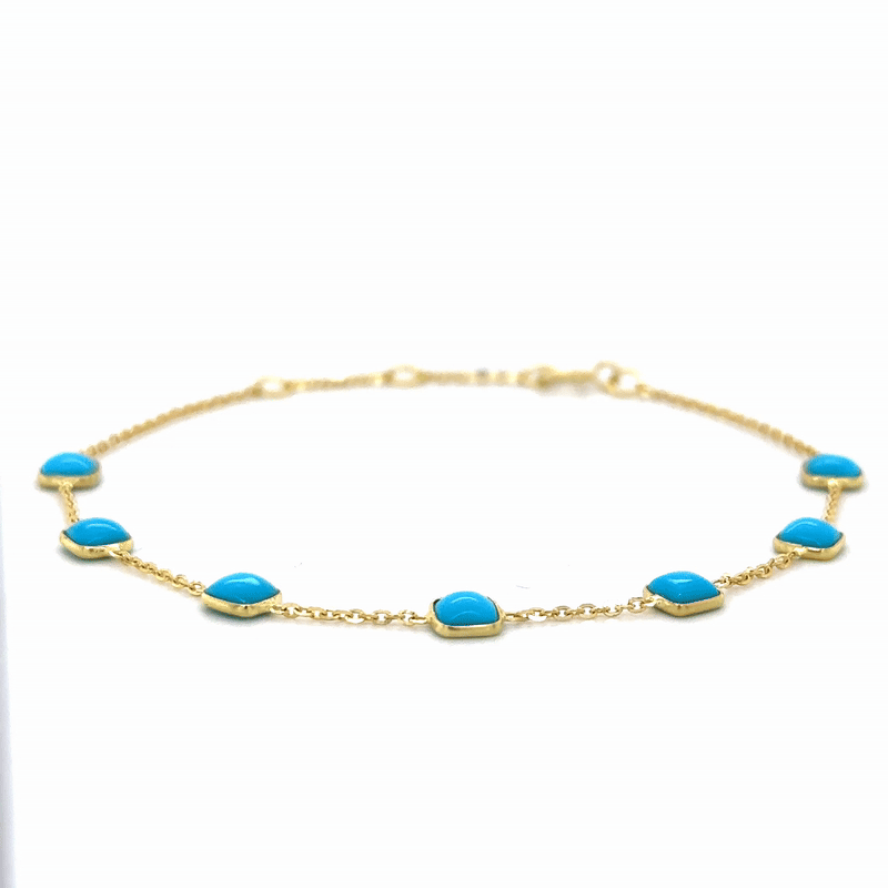 Brazalete Turquesa De Oro Amarillo De 18 K
