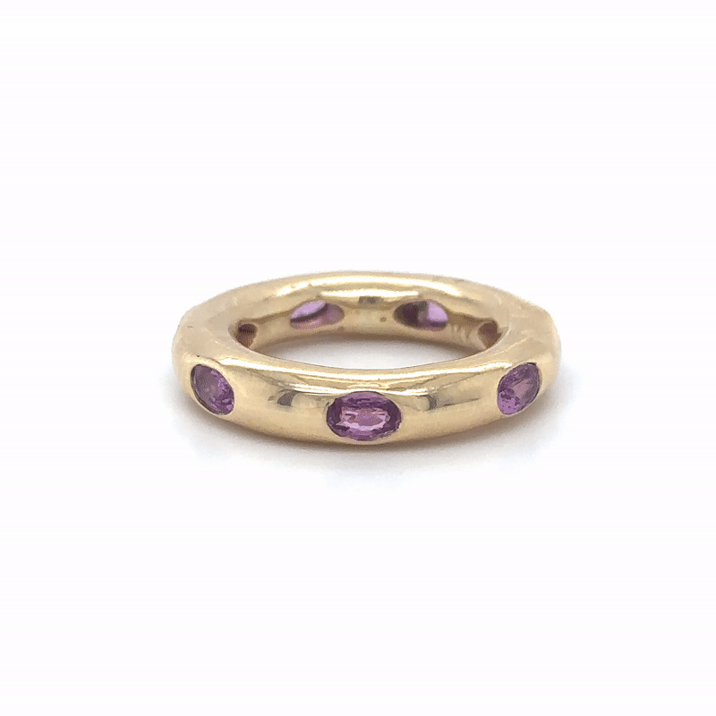Anillo De Rosquilla Ovalada De Zafiro Rosa De Oro Amarillo De 14Kt 2.16 Ct.