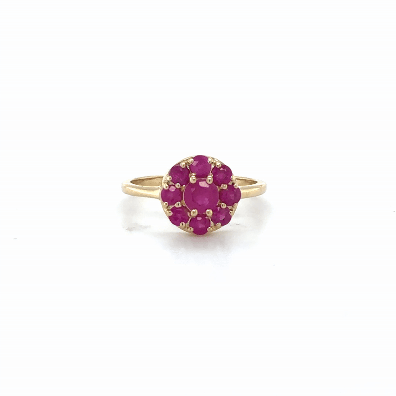 Anillo De Oro Amarillo Y Rubí De 14 K