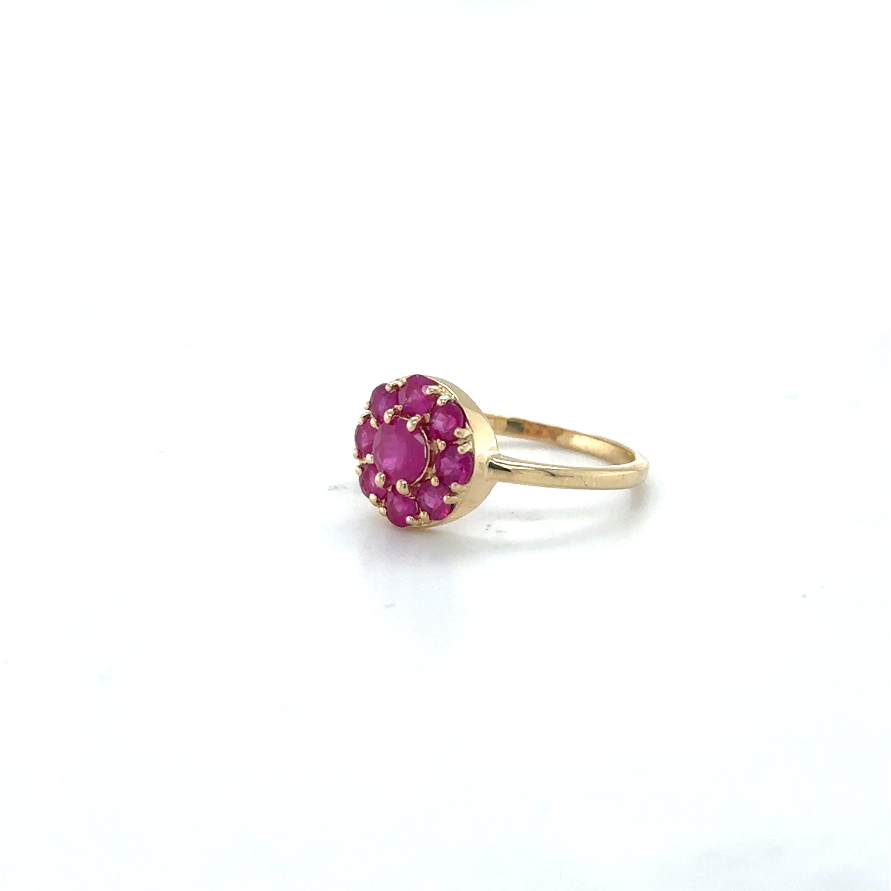 Anillo De Oro Amarillo Y Rubí De 14 K