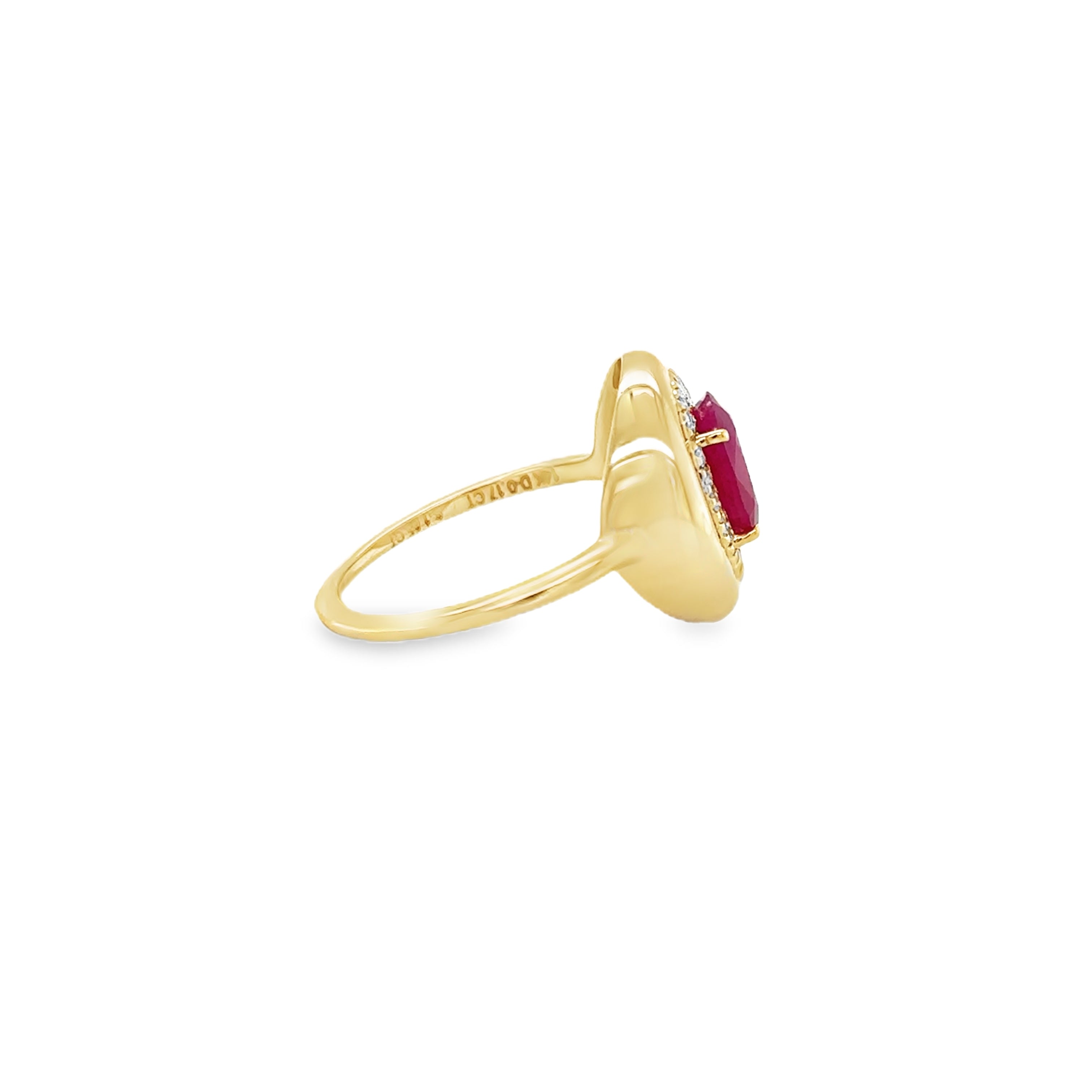 Anillo De Oro Amarillo De 14 Quilates Con Diamantes Y Rubíes 1.82 Ct.