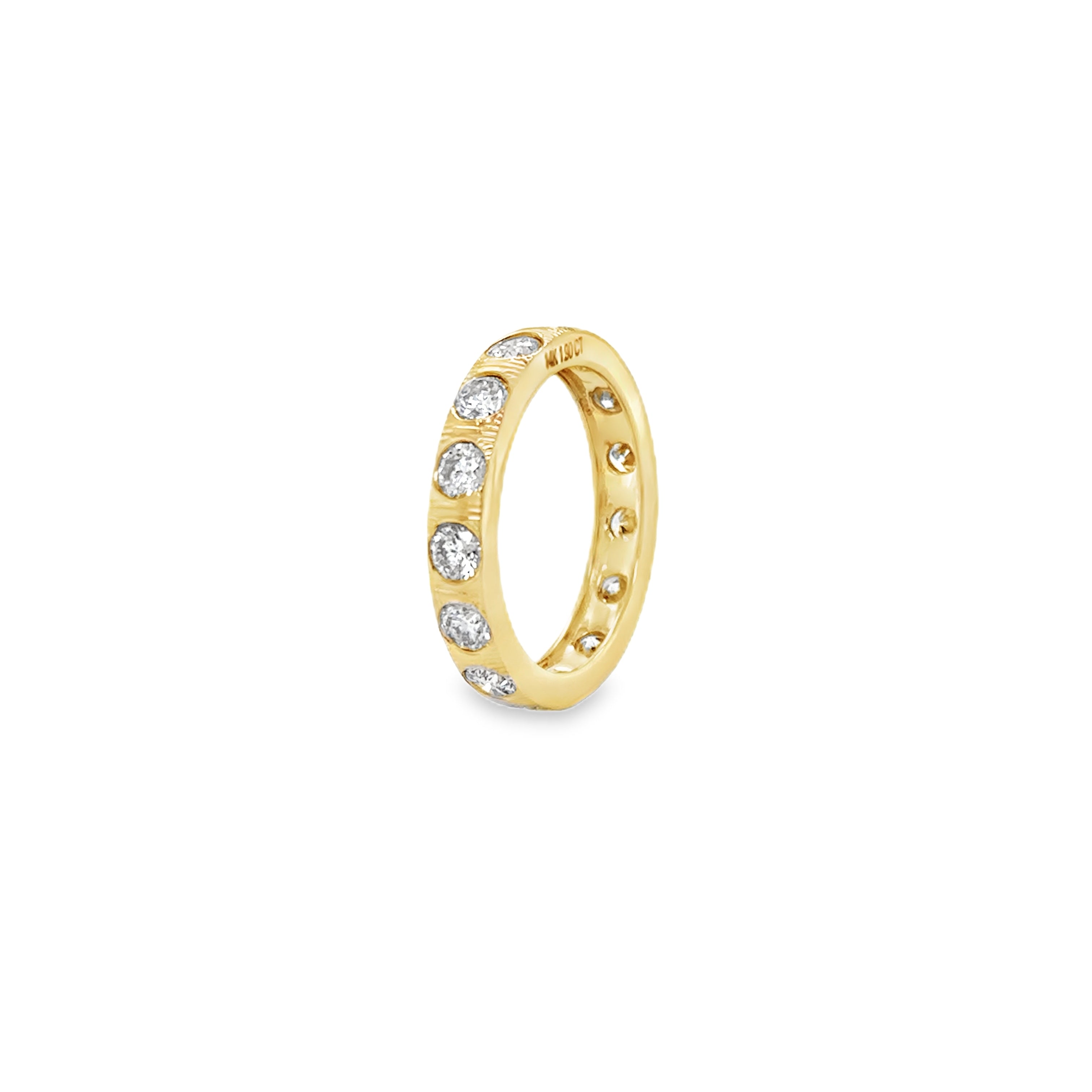 Anillo De Diamantes Y Oro Amarillo De 14 K Banda De La Eternidad