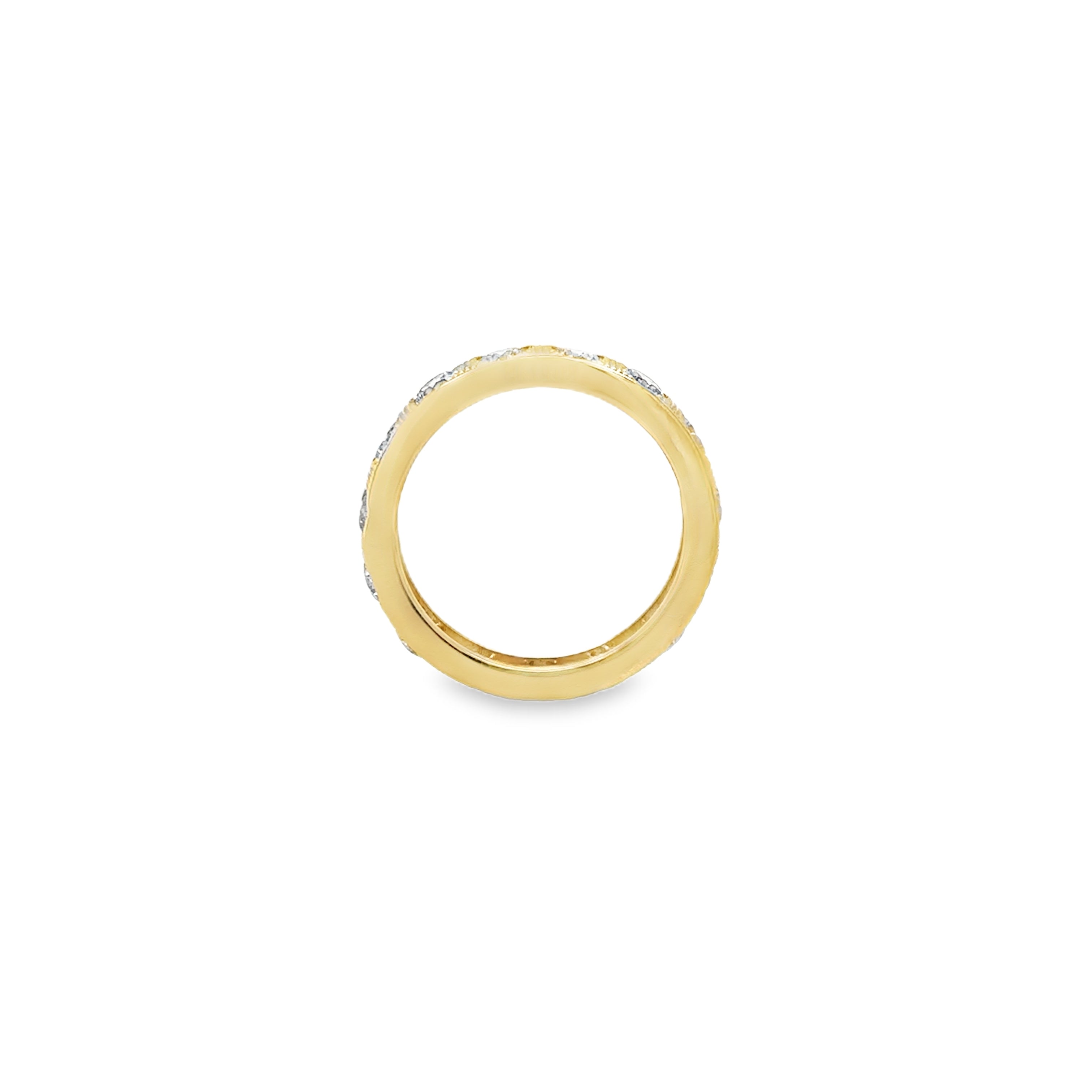 Anillo De Diamantes Y Oro Amarillo De 14 K Banda De La Eternidad