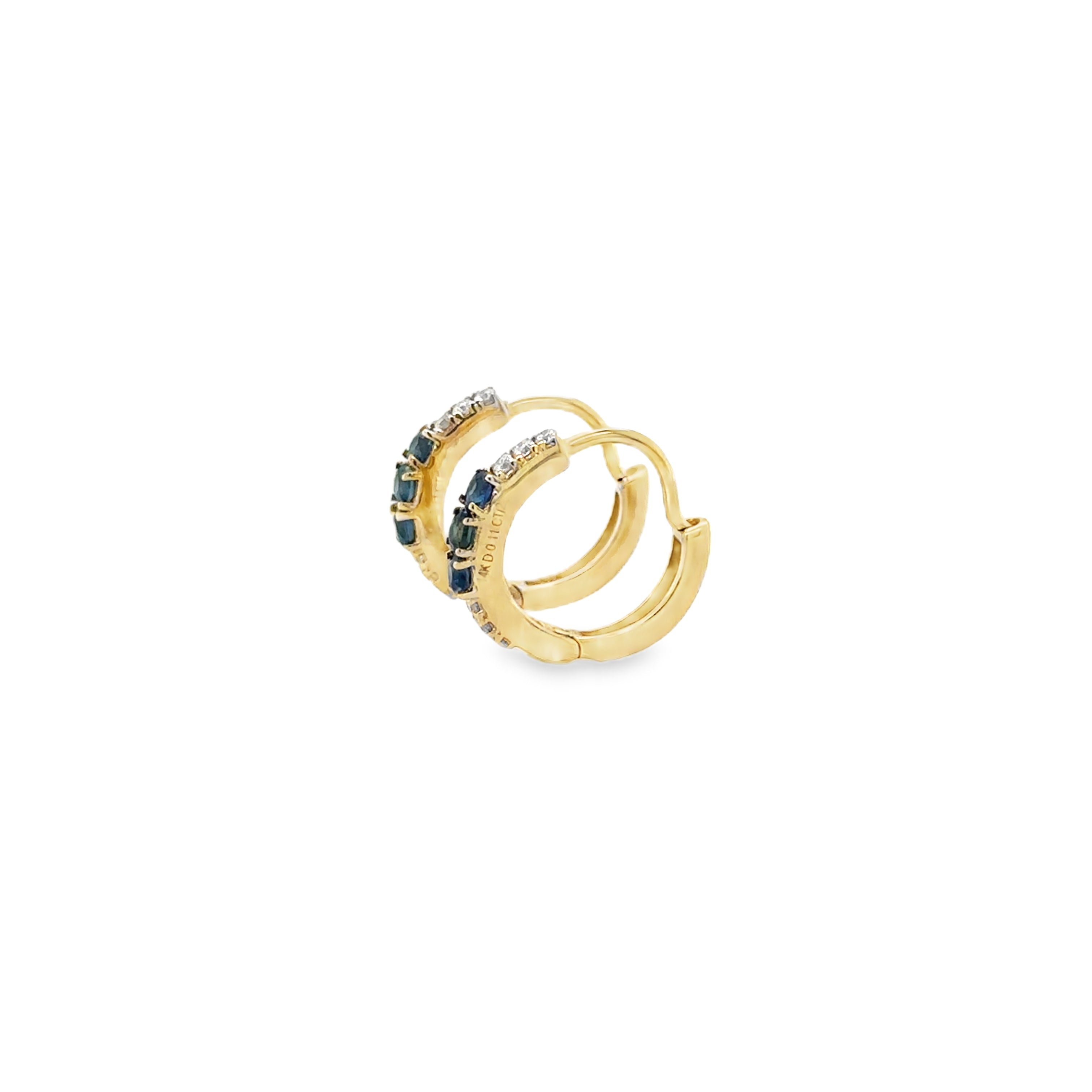 Pendiente Huggies De Oro Amarillo De 14 K Y Diamantes