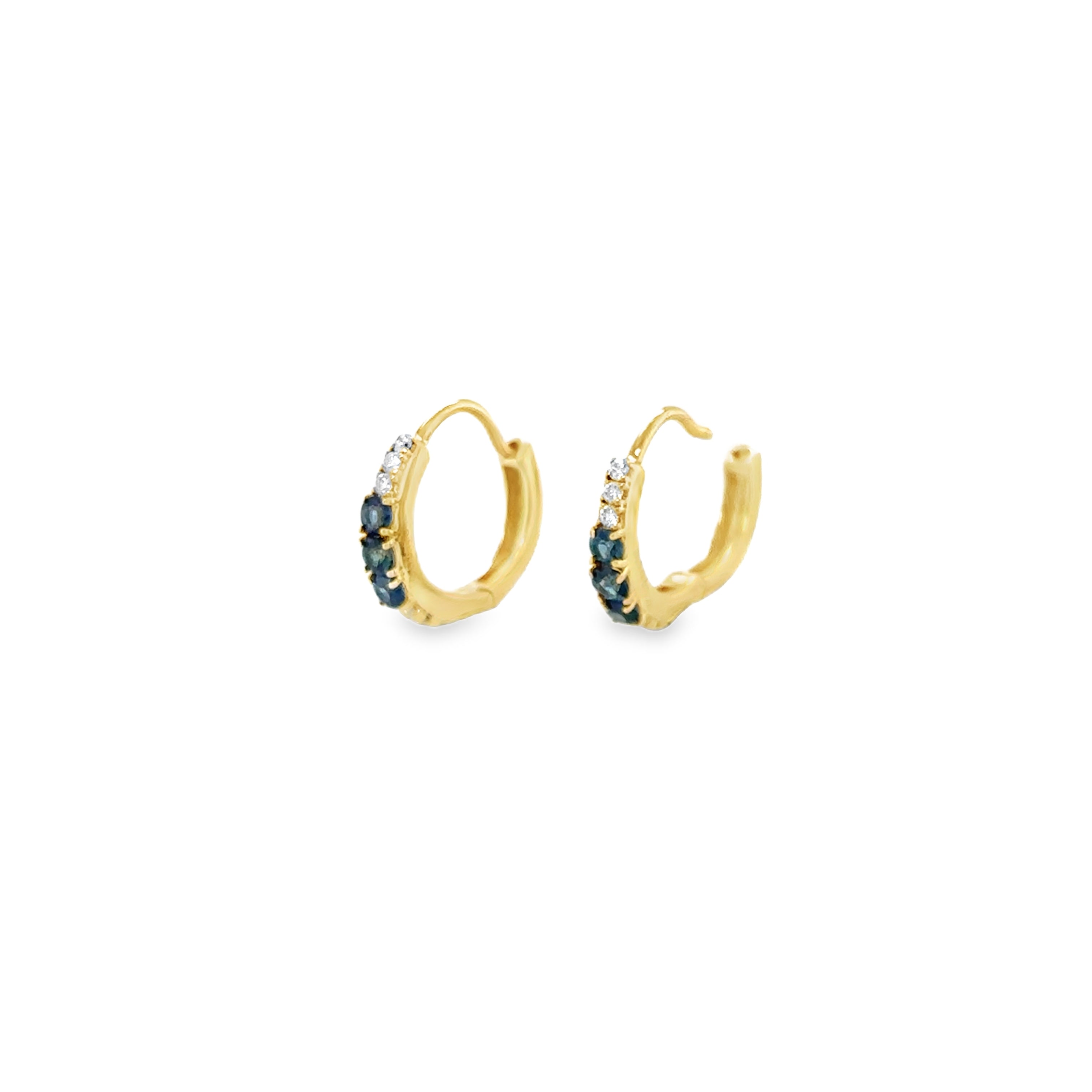 Pendiente Huggies De Oro Amarillo De 14 K Y Diamantes