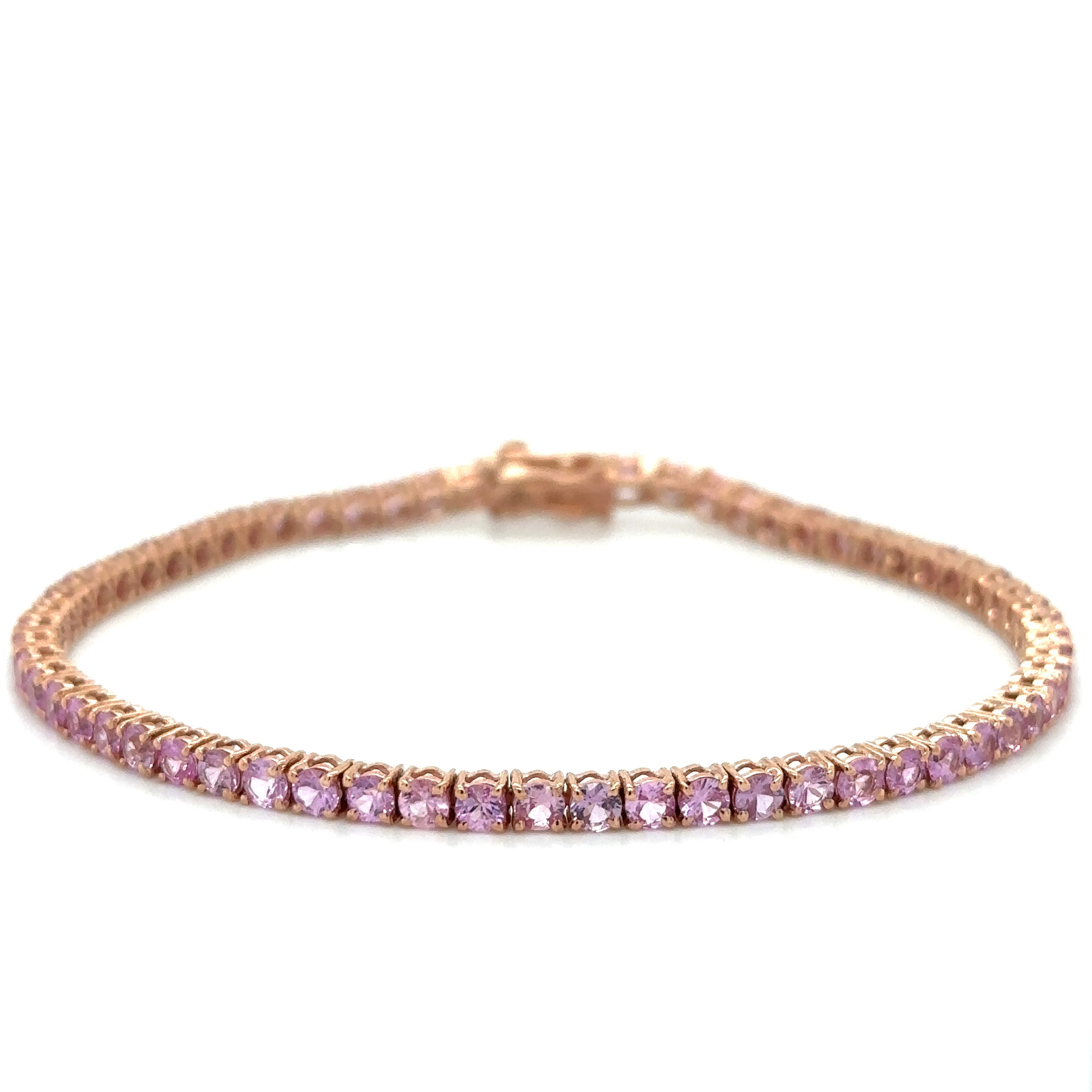 Pulsera De Zafiro Rosa De Oro Rosa De 14 Kt 6 Ct.