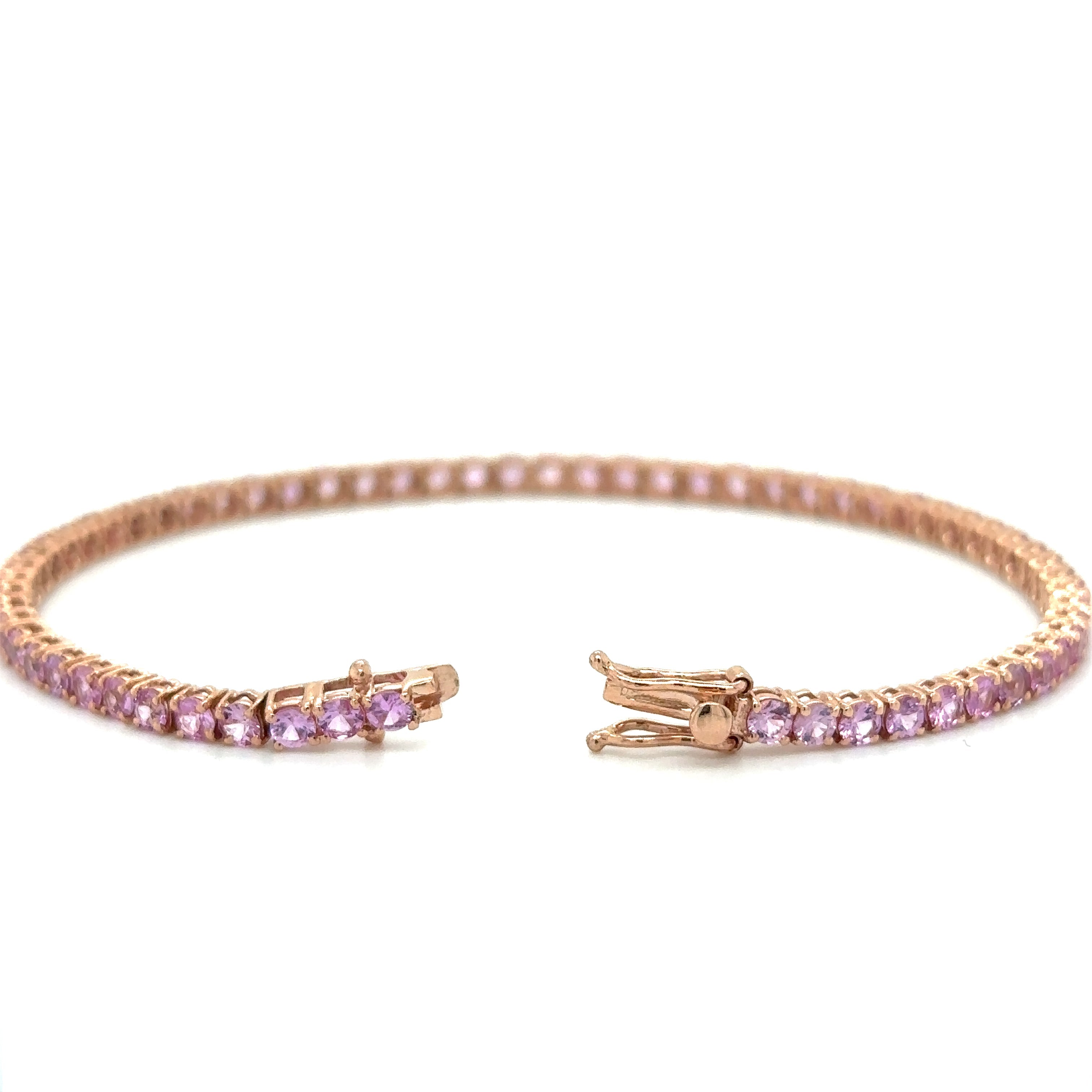Pulsera De Zafiro Rosa De Oro Rosa De 14 Kt 6 Ct.