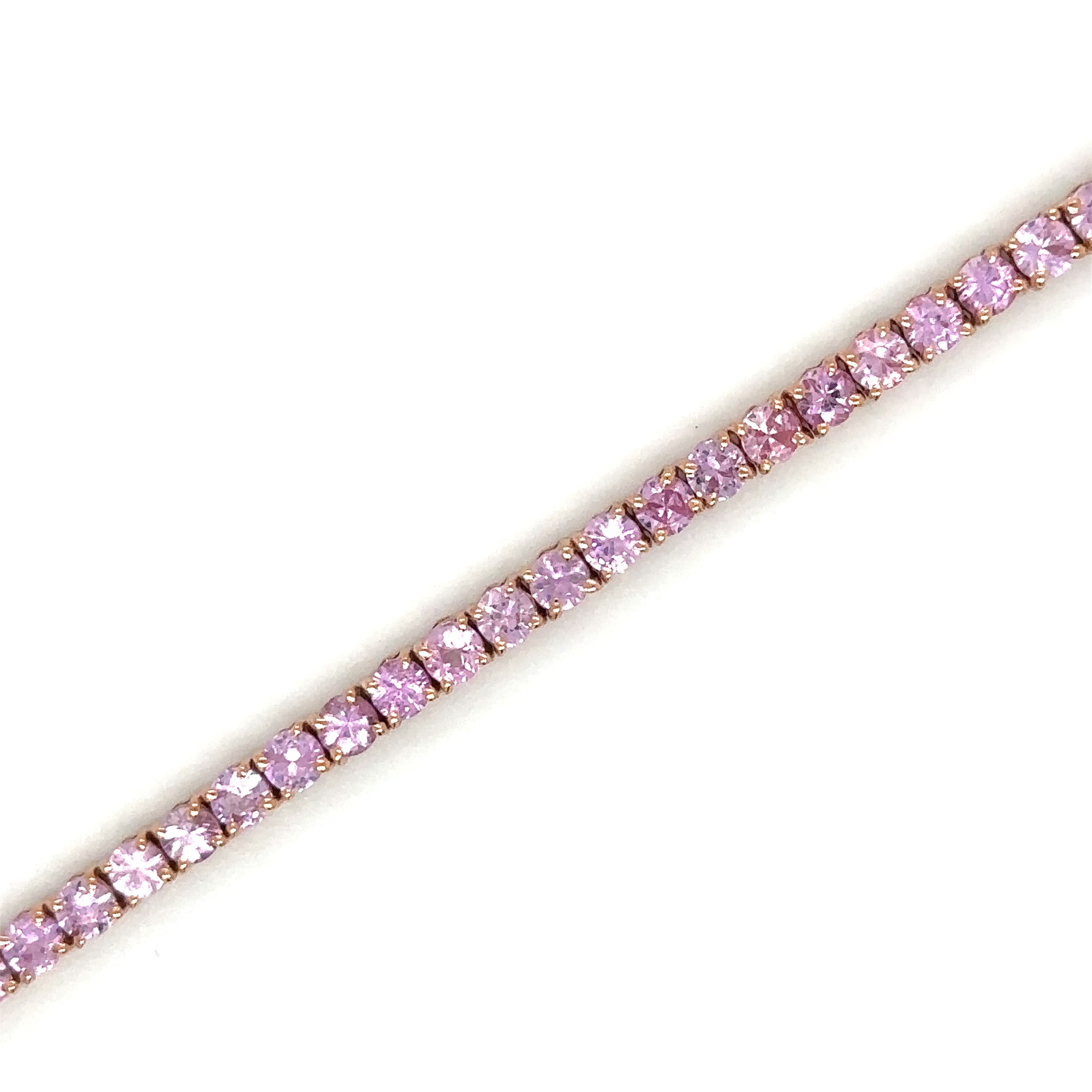 Pulsera De Zafiro Rosa De Oro Rosa De 14 Kt 6 Ct.