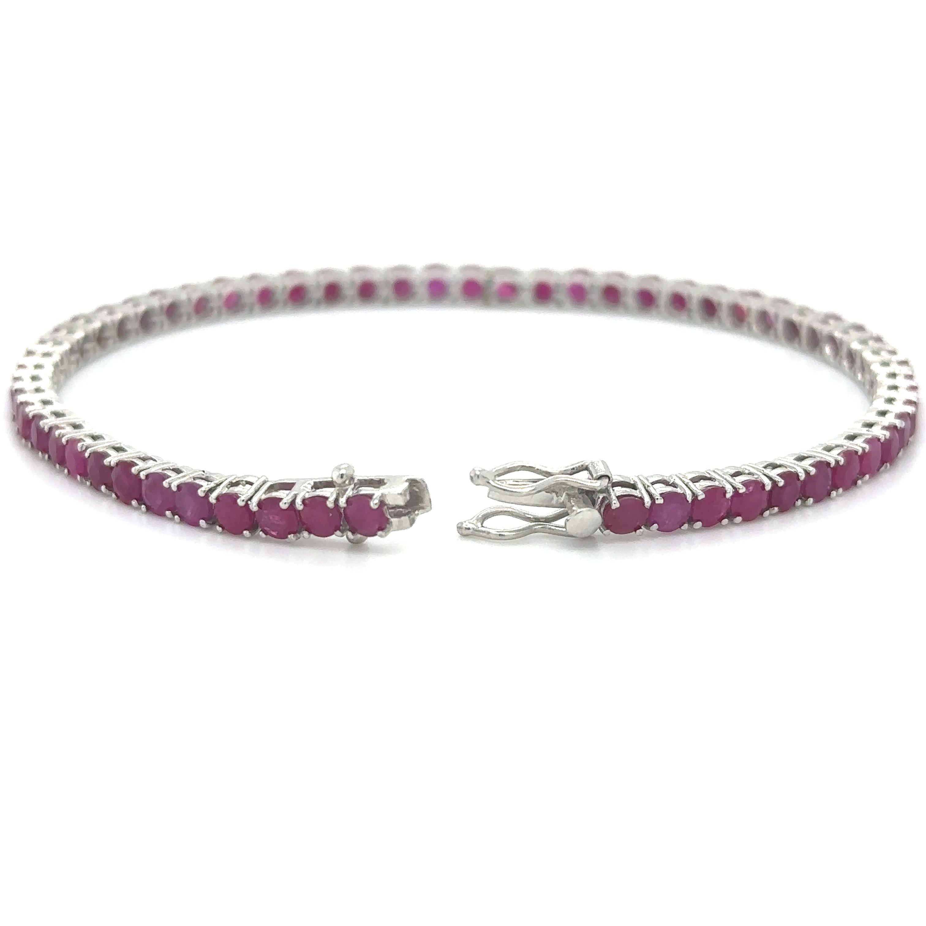 Pulsera De Rubí De Oro Blanco De 14 Kt 8.5 Ct.