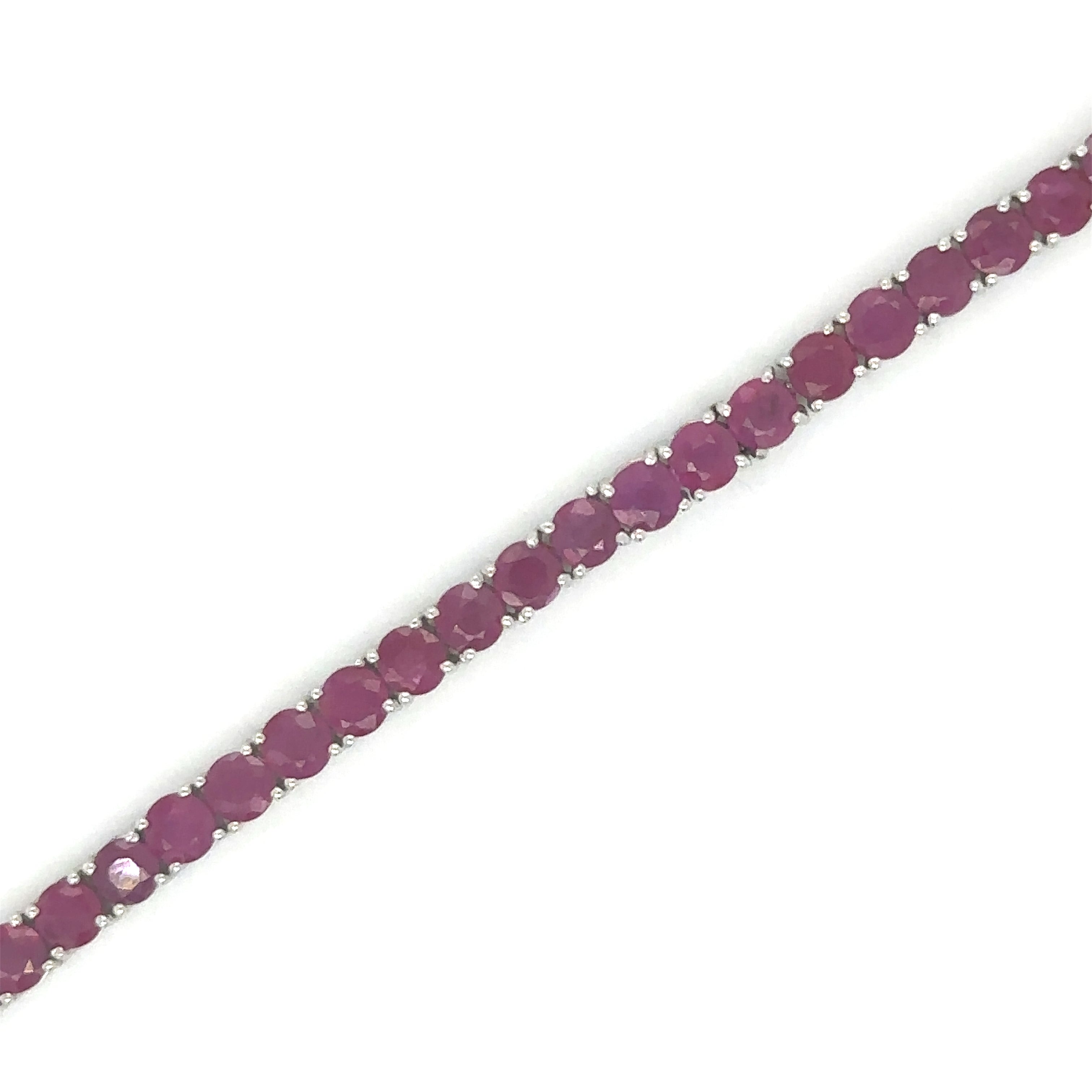 Pulsera De Rubí De Oro Blanco De 14 Kt 8.5 Ct.