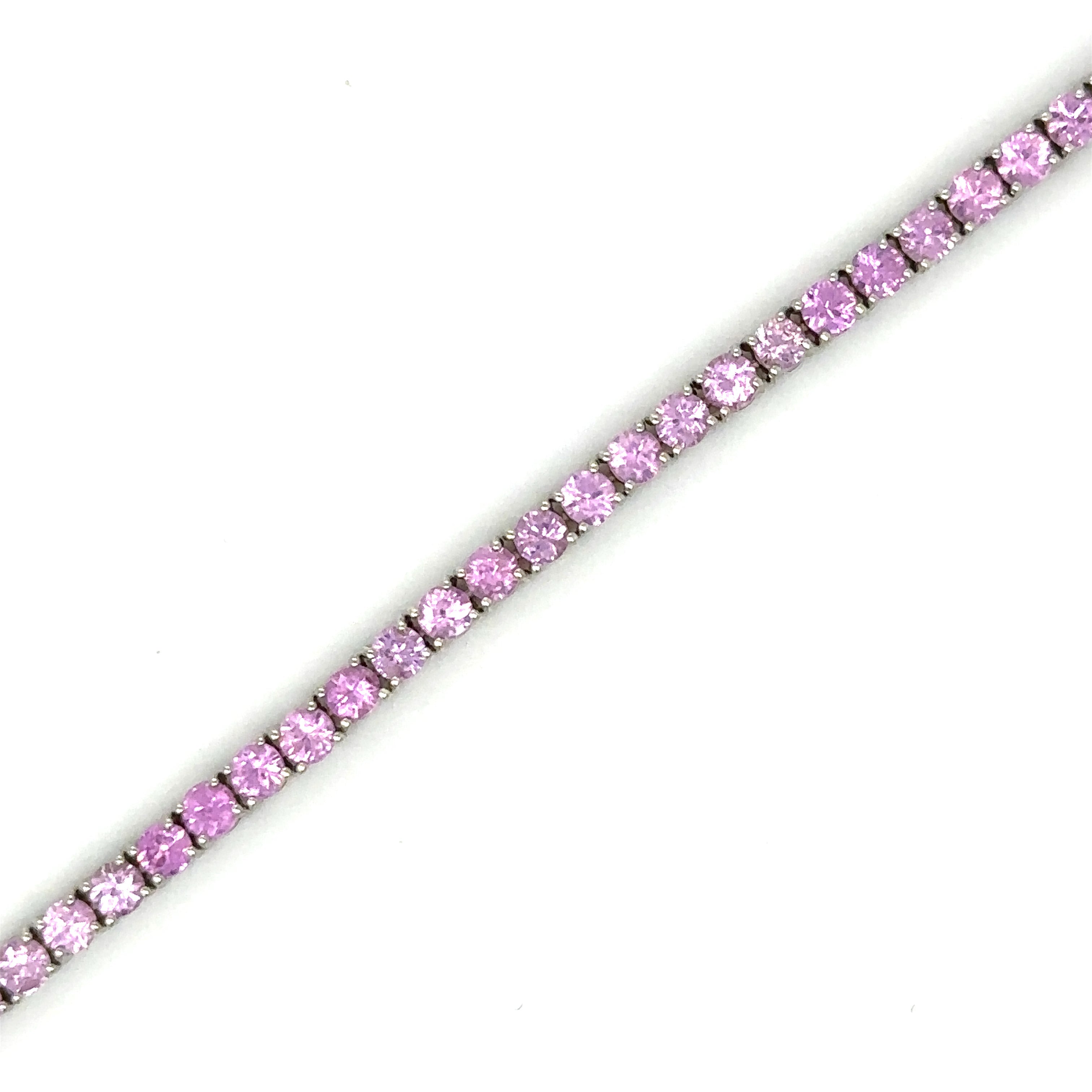 Pulsera De Oro Blanco De 14 Quilates De Zafiro Rosa 4.6 Ct.